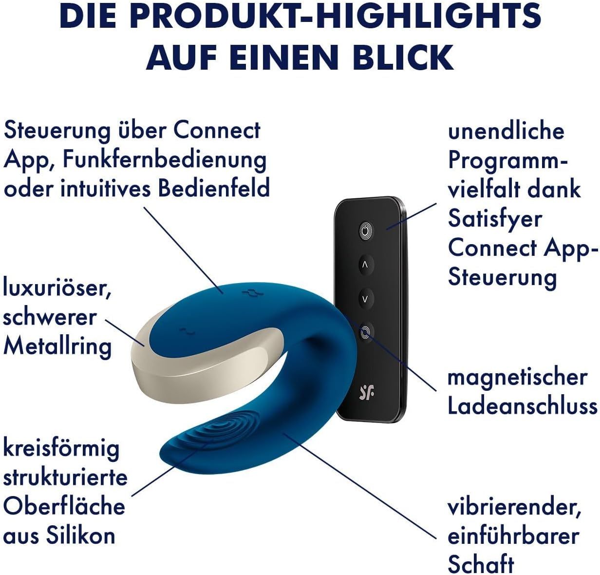 Double Love App Paar-Vibrator mit Fernbedienung, Blau 1 Stück (1er Pack)