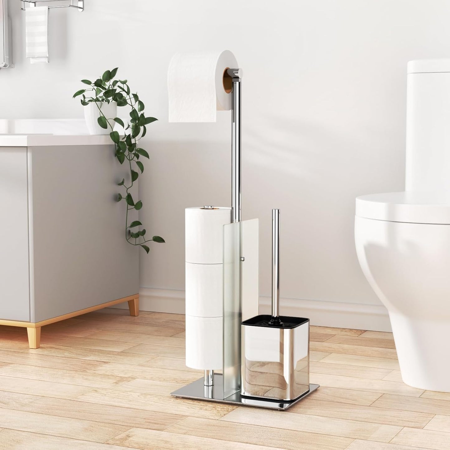 Toilettenpapier- und WC-Bürstenhalter-Set, Silber
