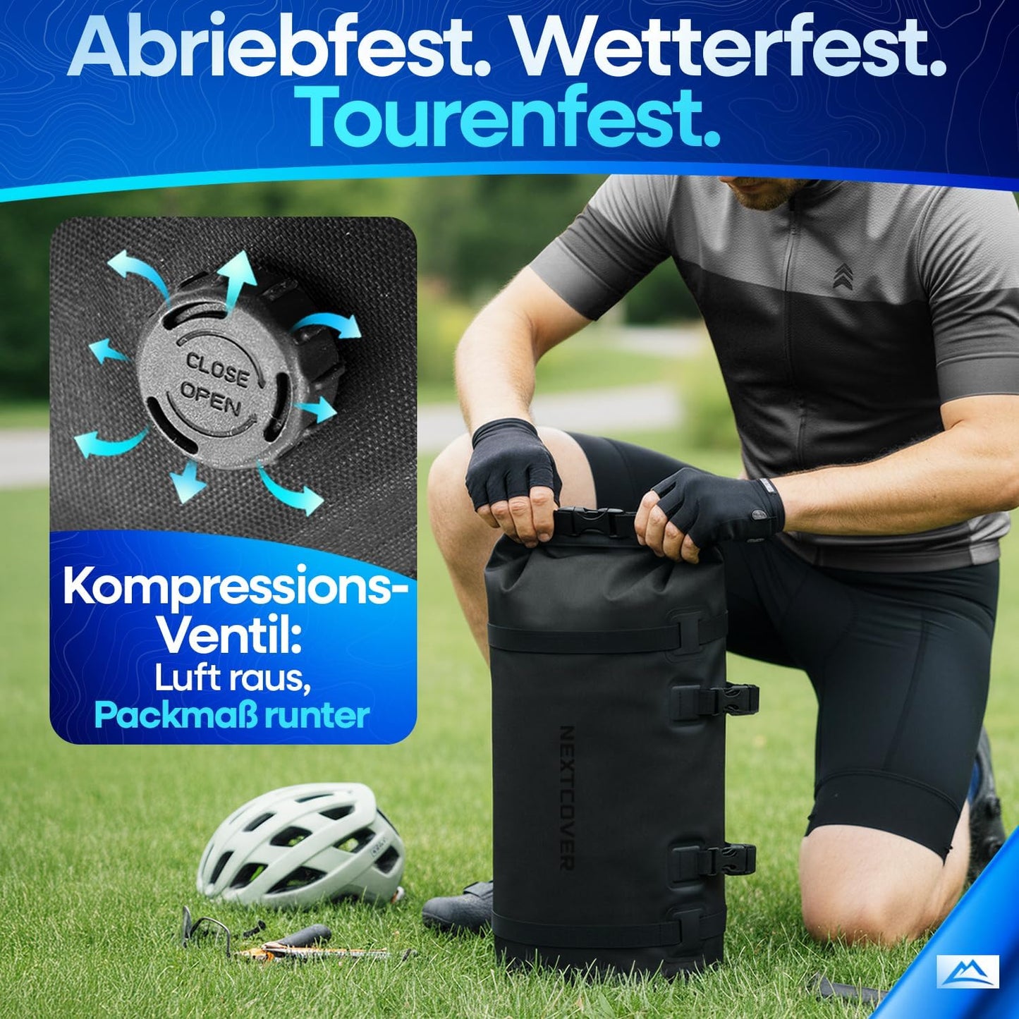 Wasserdichte Bikepacking Lenkertasche, Schwarz