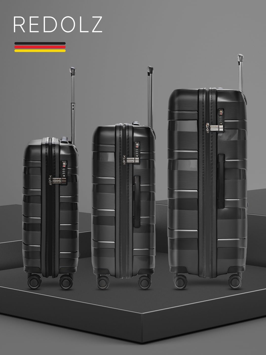 Essentials 10 Hartschalen Koffer-Set 3-teilig, Black-metallic Kofferset (3-teilig)