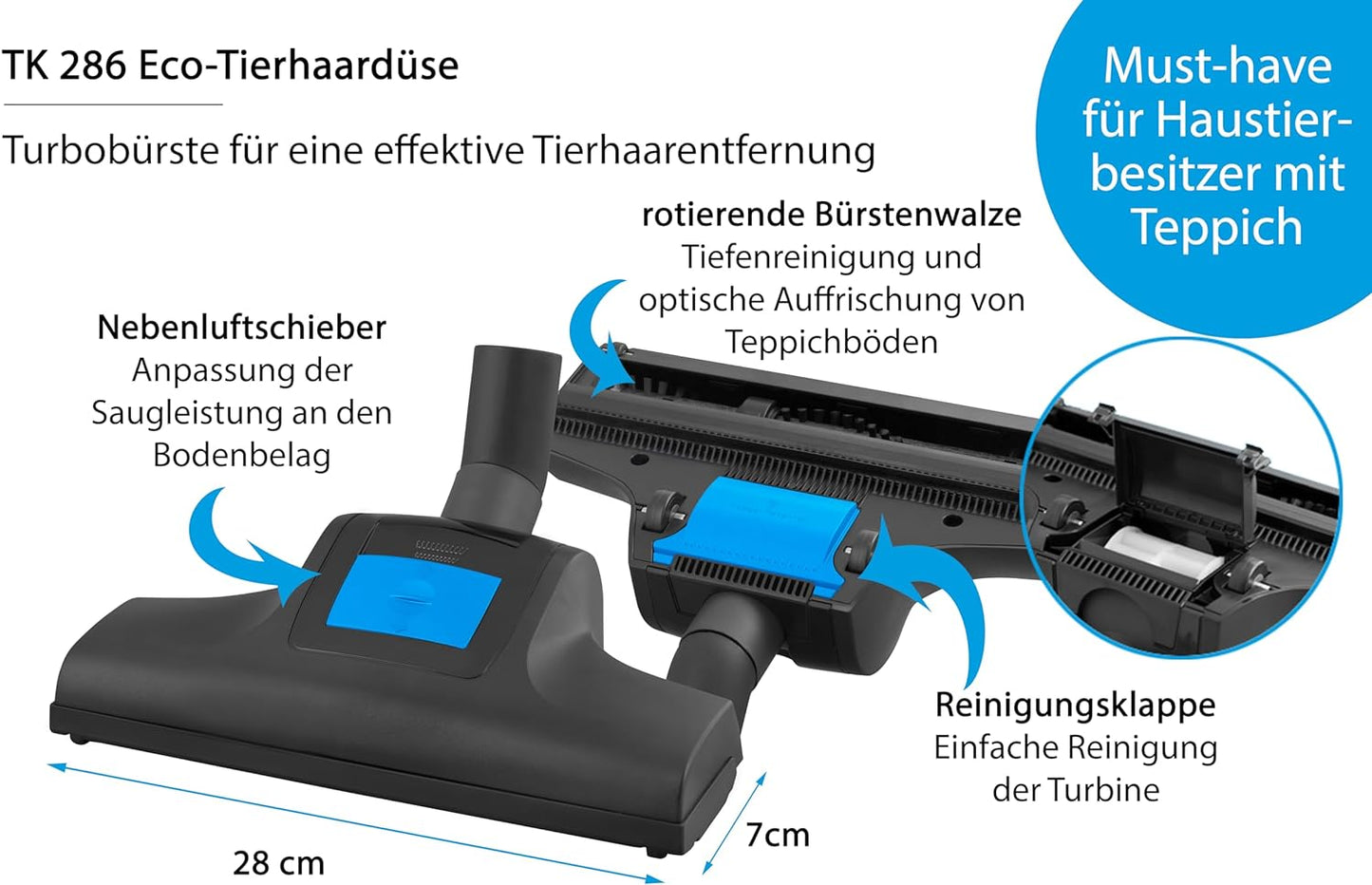 TK 286 Eco-Tierhaar Turbobürste