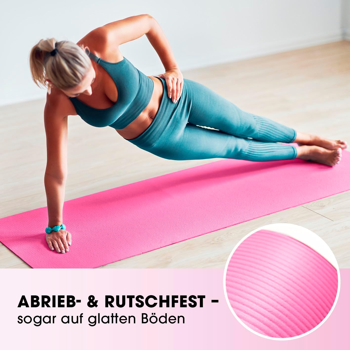 Gelenkschonende Gymnastikmatte, 183x61 cm, 183 x 61 x 2 cm Rose