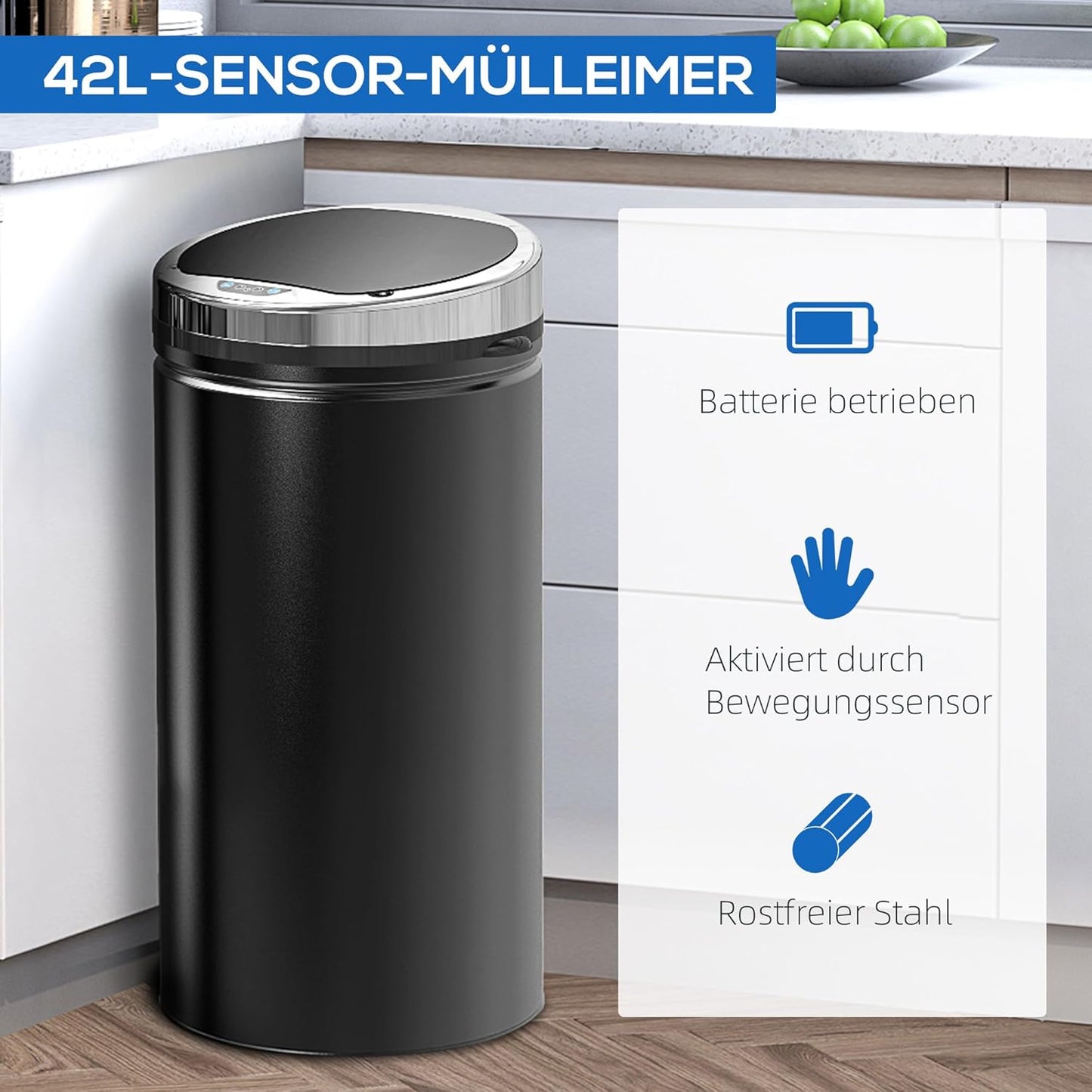 Abfalleimer mit Bewegungssensor, 42L