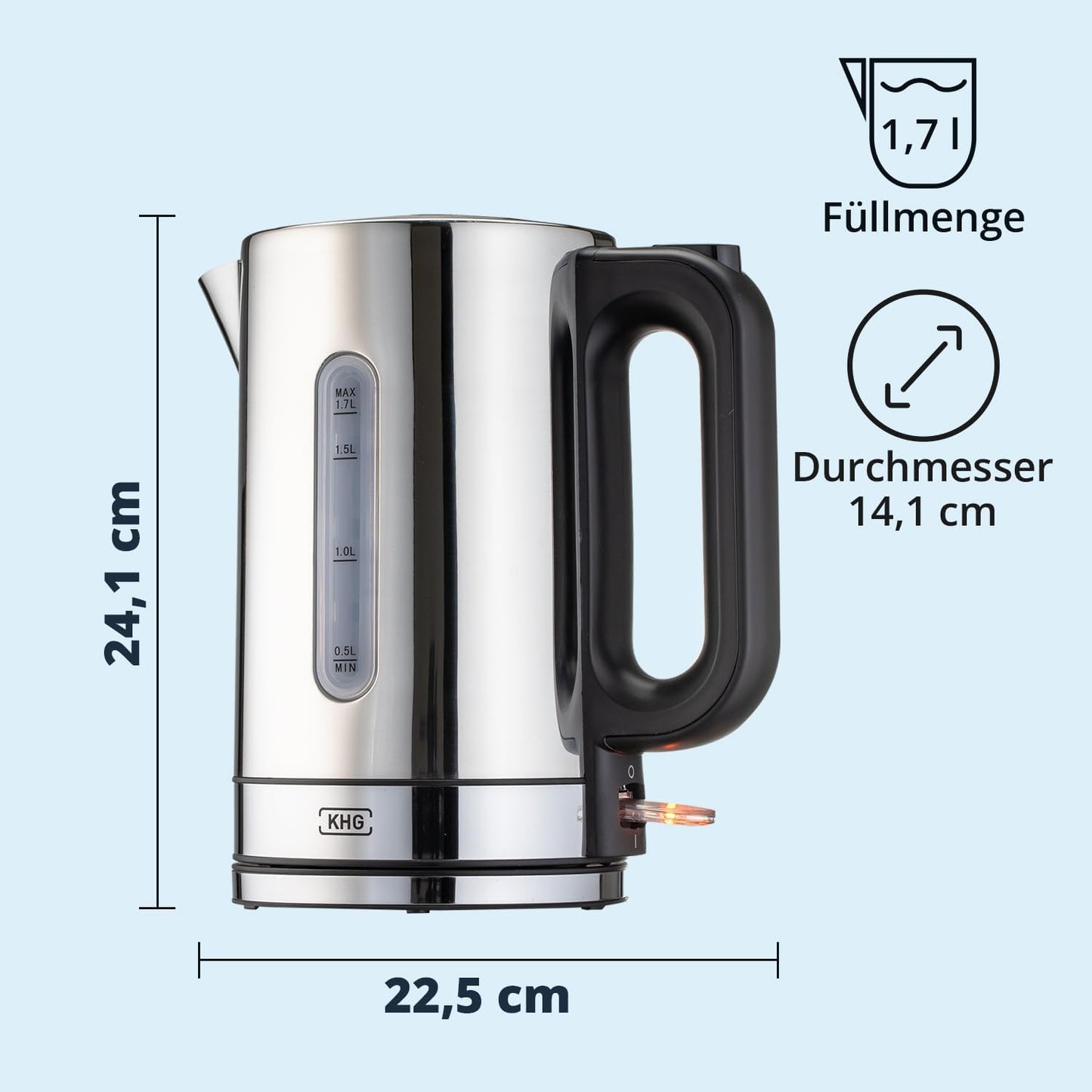 Wasserkocher aus Edelstahl, 1,7 L