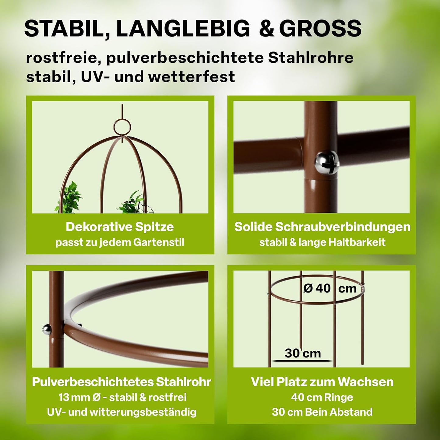 Rankhilfe Obelisk für Kletterpflanzen, 195cm braun 1x Braun