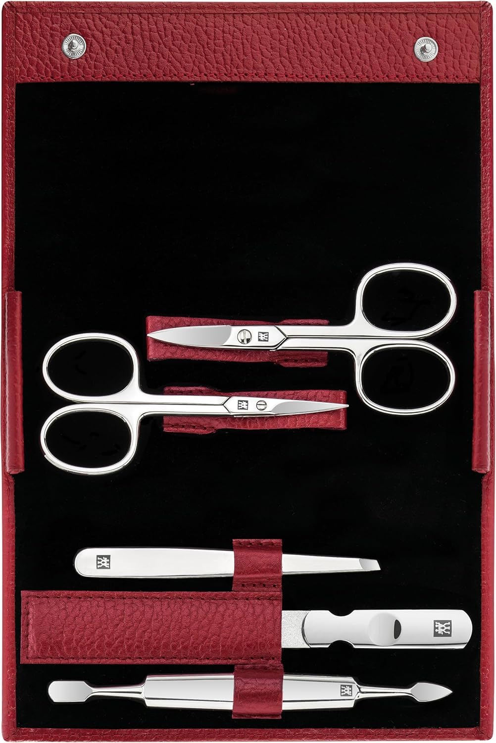 5-teiliges Maniküre Set im Etui, Rot