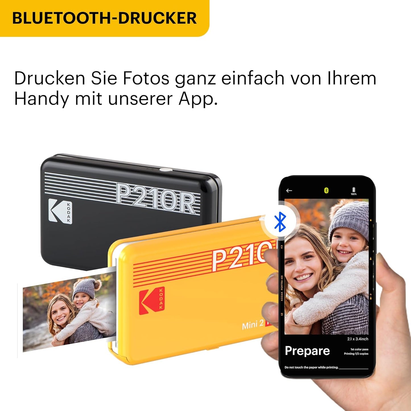 Mini 2 Retro Fotodrucker, Druker + 8 Blatt bianco