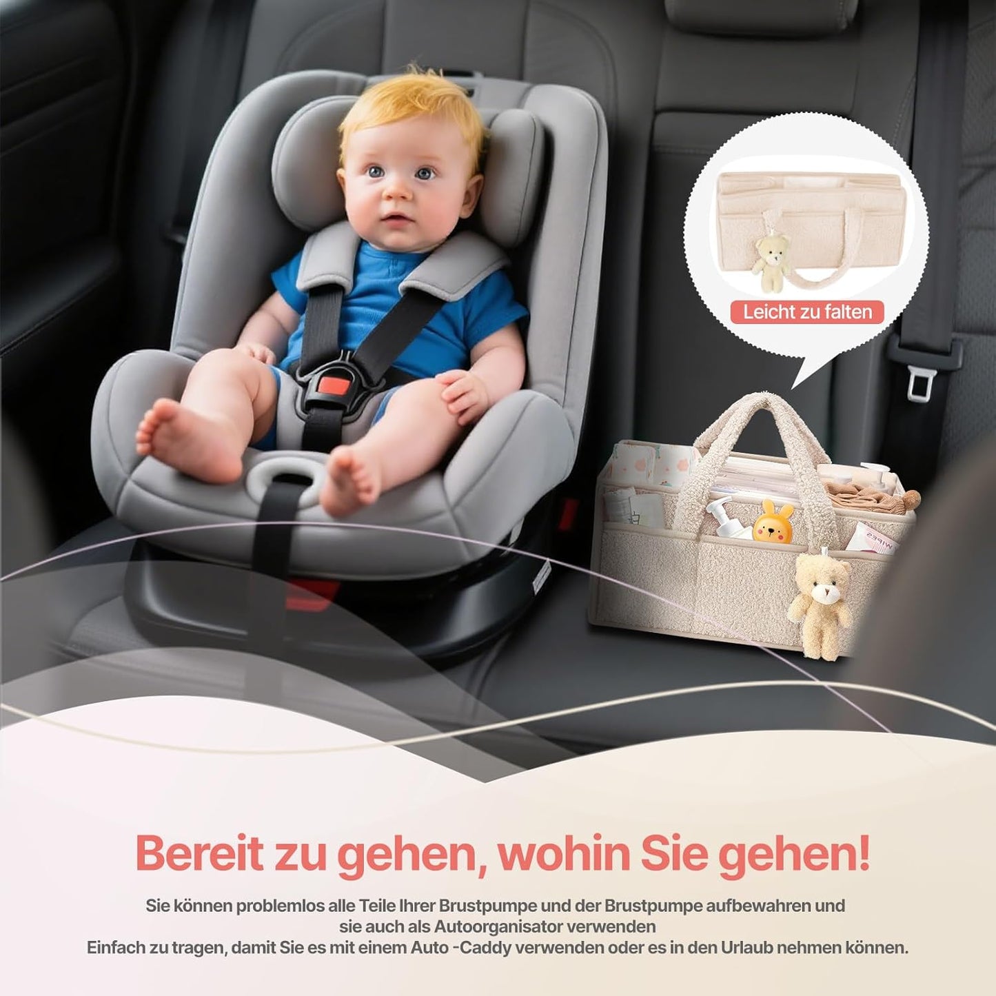 Wickeltaschen-Organizer für Wickeltisch, Weiß