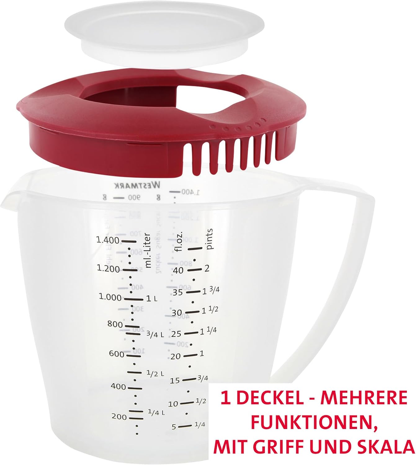Rührschüssel & Rührbecher Set mit Spritzschutz, Weiss/Rot, Set 2tlg.