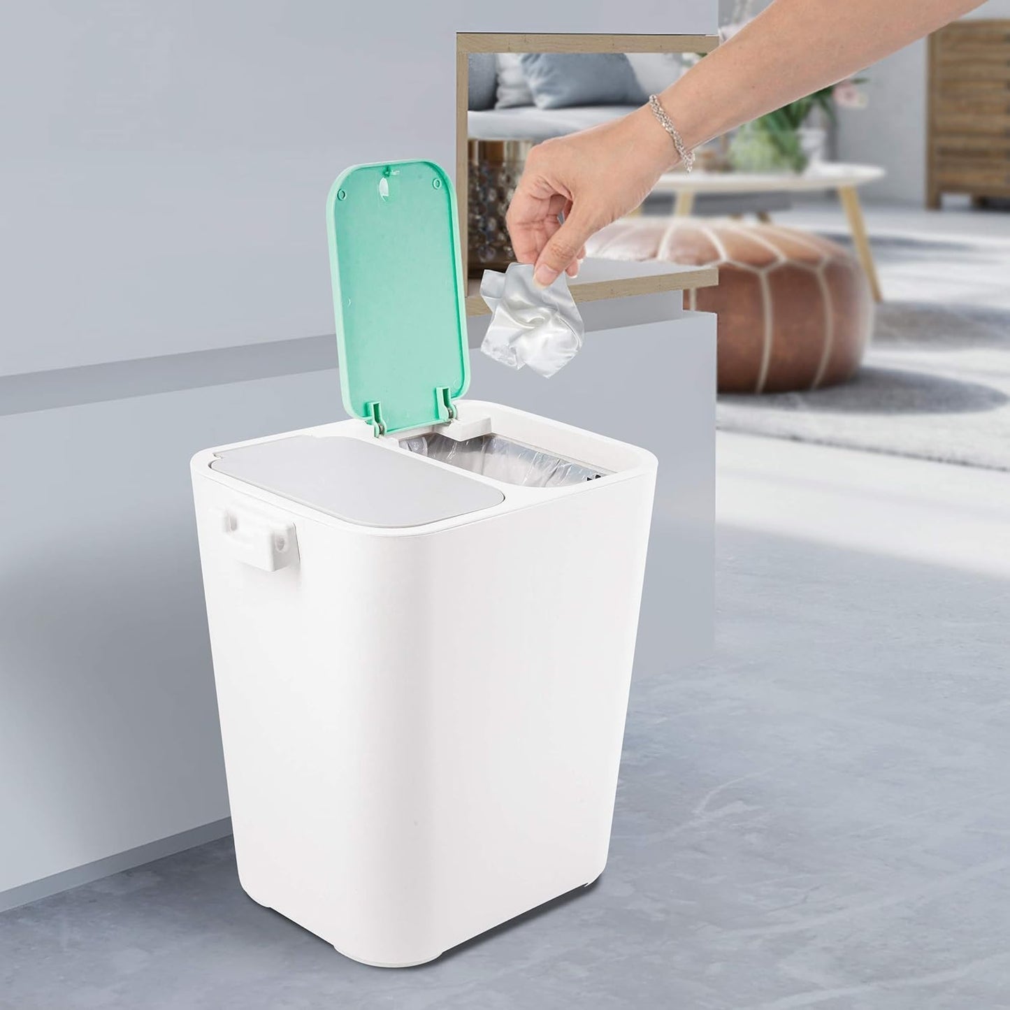 Mülltrennsystem Tom, Grau-Mint, 18 Liter