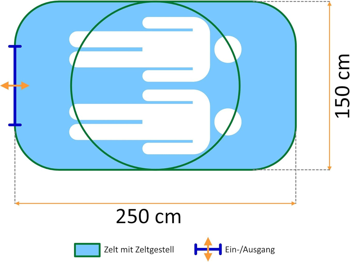 Quiki-Wurfzelt für 2 Personen, Creme / Beige