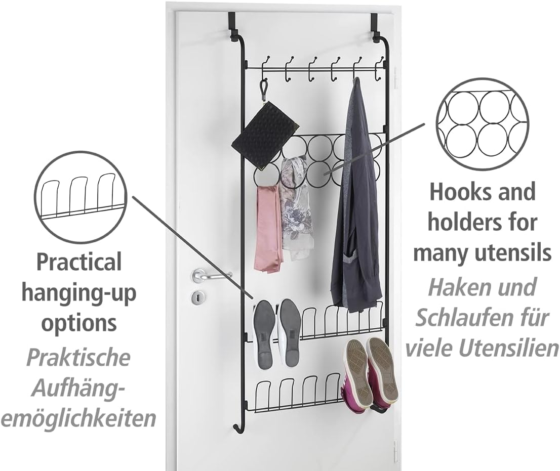 Tür-Organizer zum Einhängen, Schwarz/Grau 59 x 150,5 x 18,5 cm