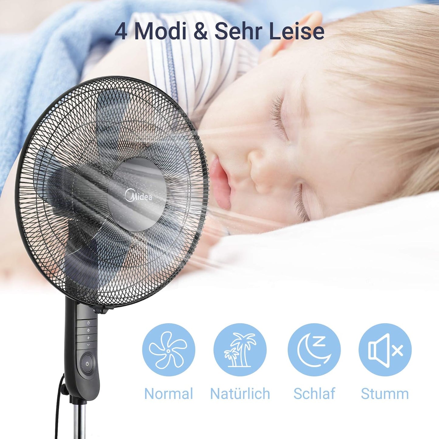 Standventilator FS40-15FR mit Fernbedienung, 5 Flügelblätter, schwarz