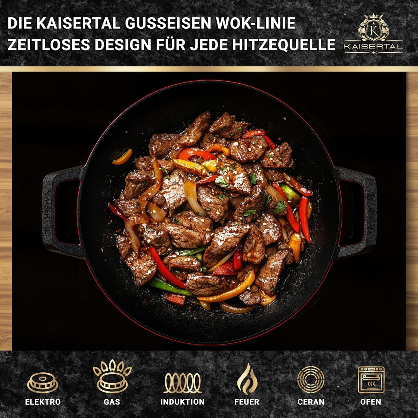 Wok Pfanne, Schwarz - Ohne Deckel