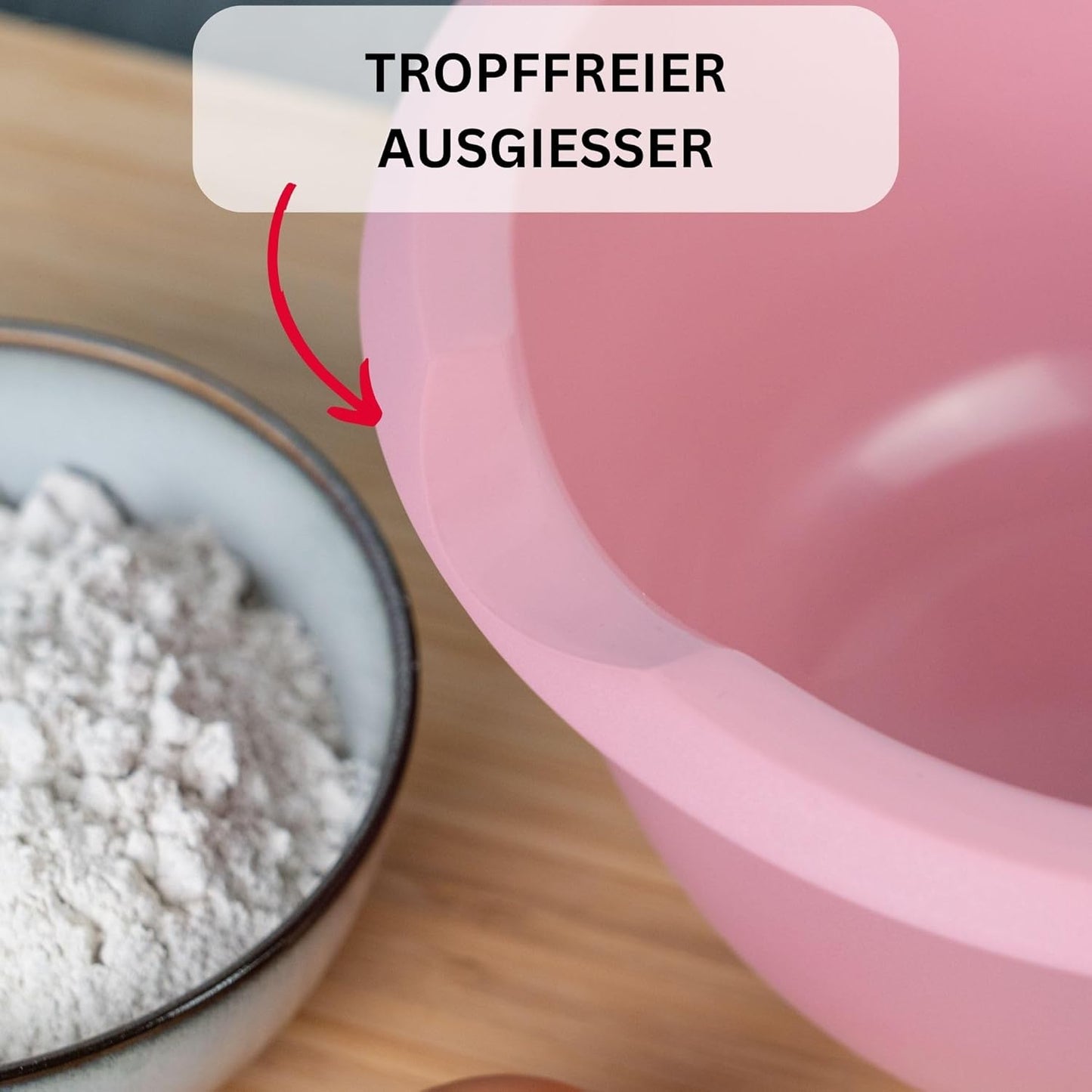 Rührschüssel mit Deckel, Rosa/Weiss, mit Deckel