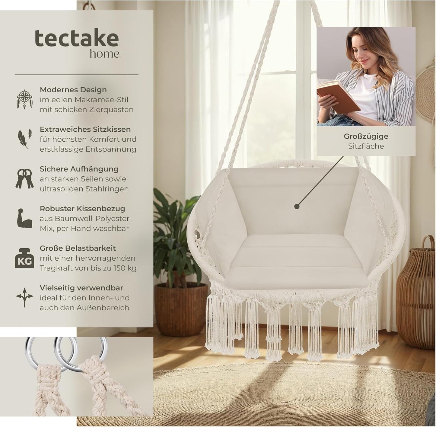 Hängesessel mit Gestell, Beige | Nr. 403205