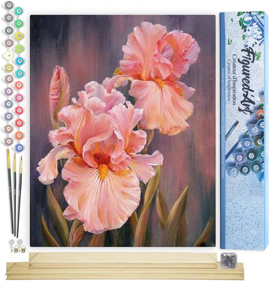 Malen nach Zahlen Set Iris Blumen, Iris Blumen 40x50cm Mit Keilrahmen (nicht gespannt)