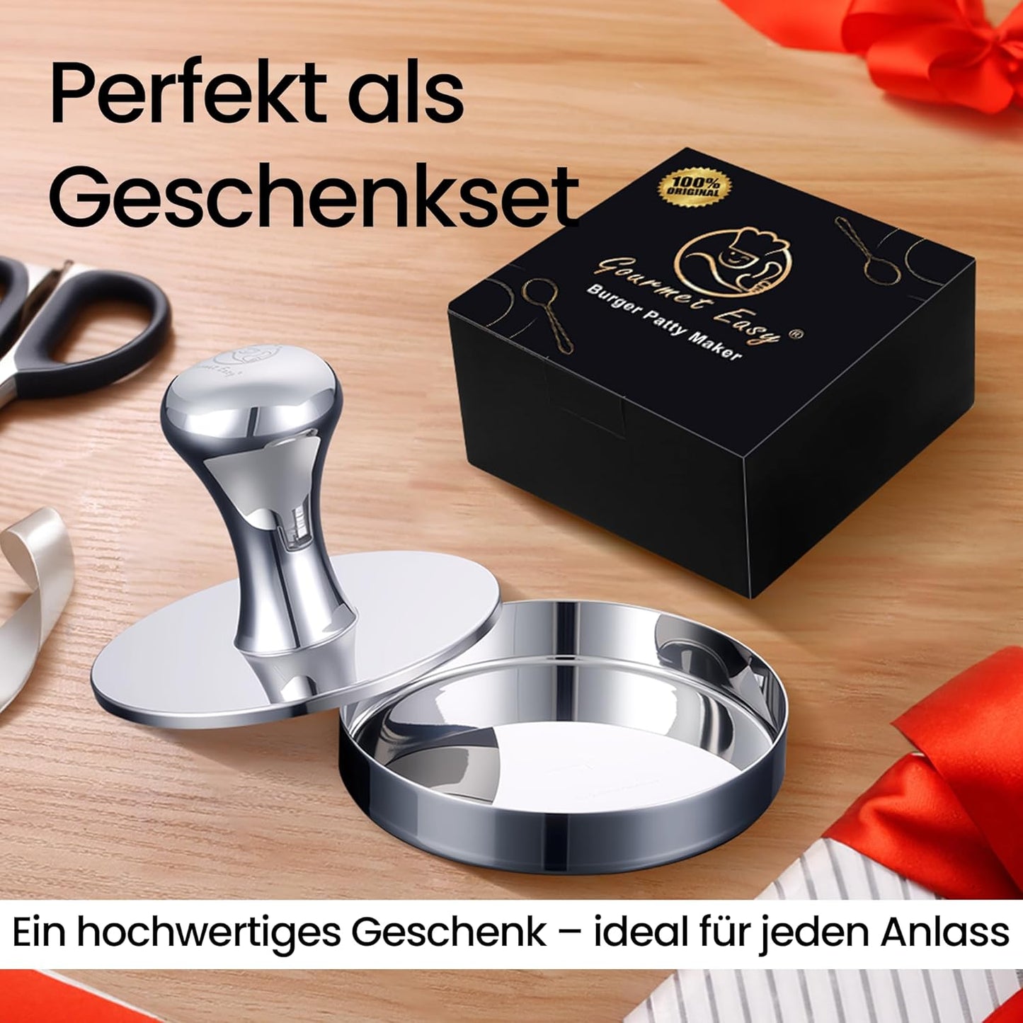 2-in-1 Burgerpresse mit Trennpapier, Burgerpresse 2-in-1
