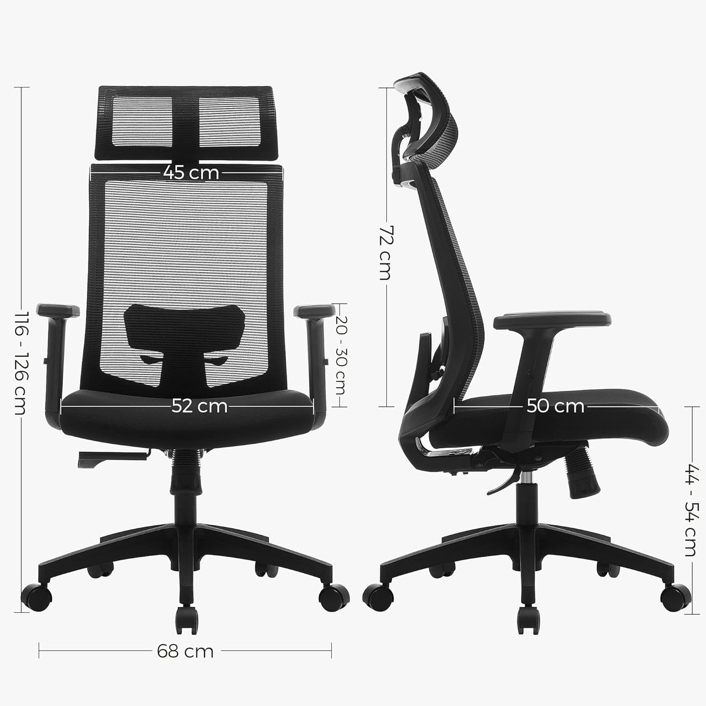 Schreibtischstuhl OBN55BK, Schwarz