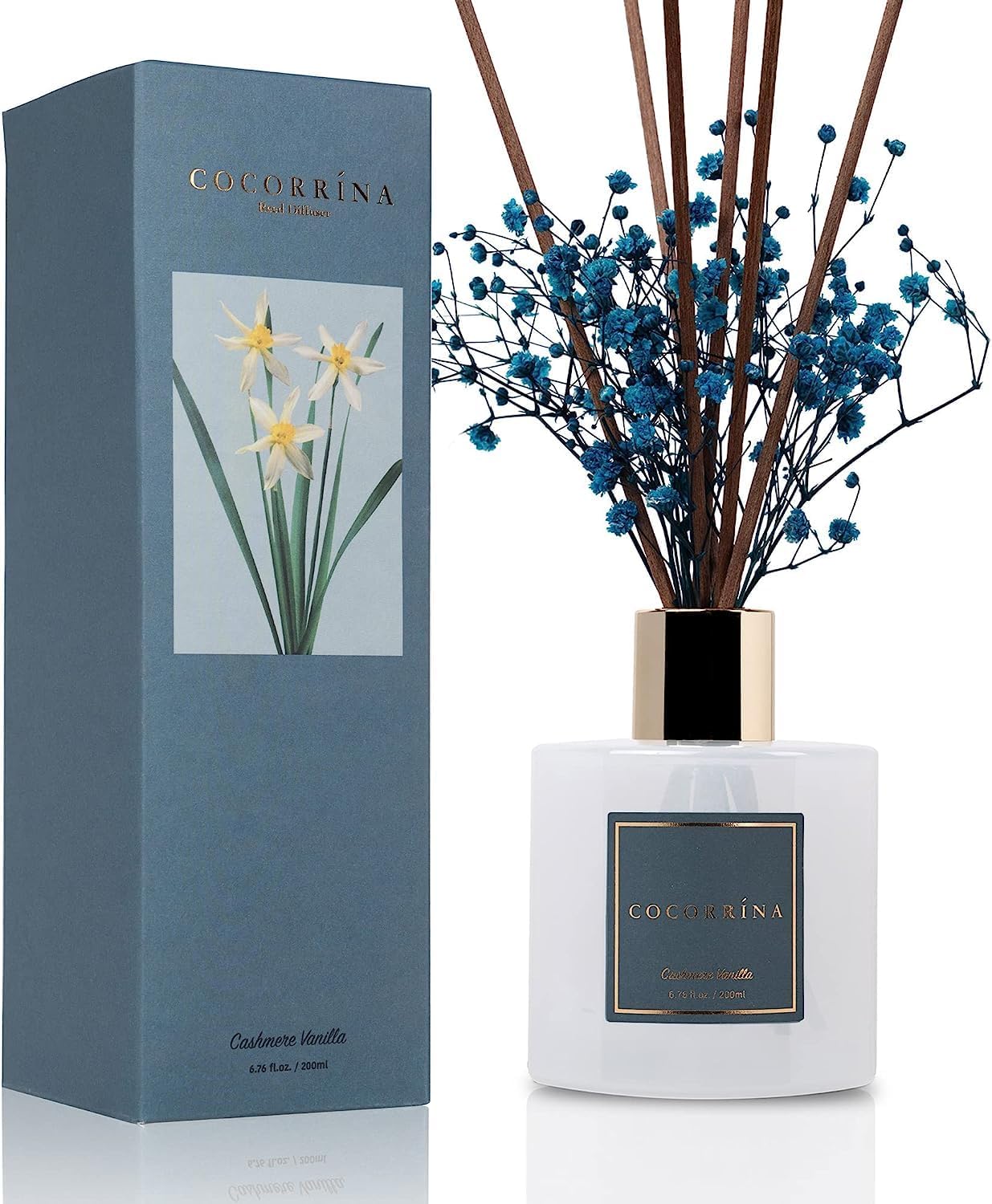 Raumduft Reed Diffuser mit Duftstäbchen, Kaschmir Vanille 200ml