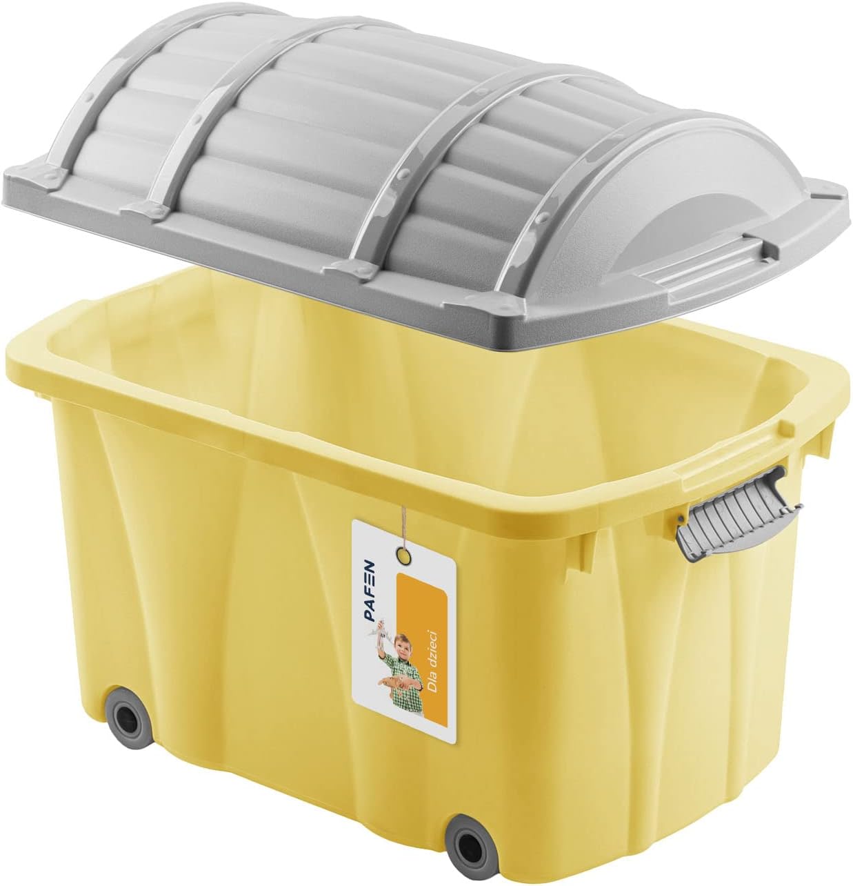 Piraten-Spielzeugkiste mit Rollen, 49l, Gelb Piratbox 49l