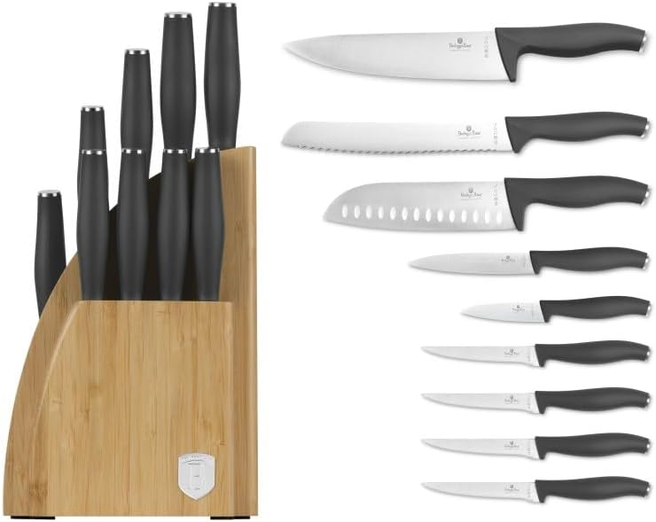10-teiliges Messerset mit Ständer, Anthrazit