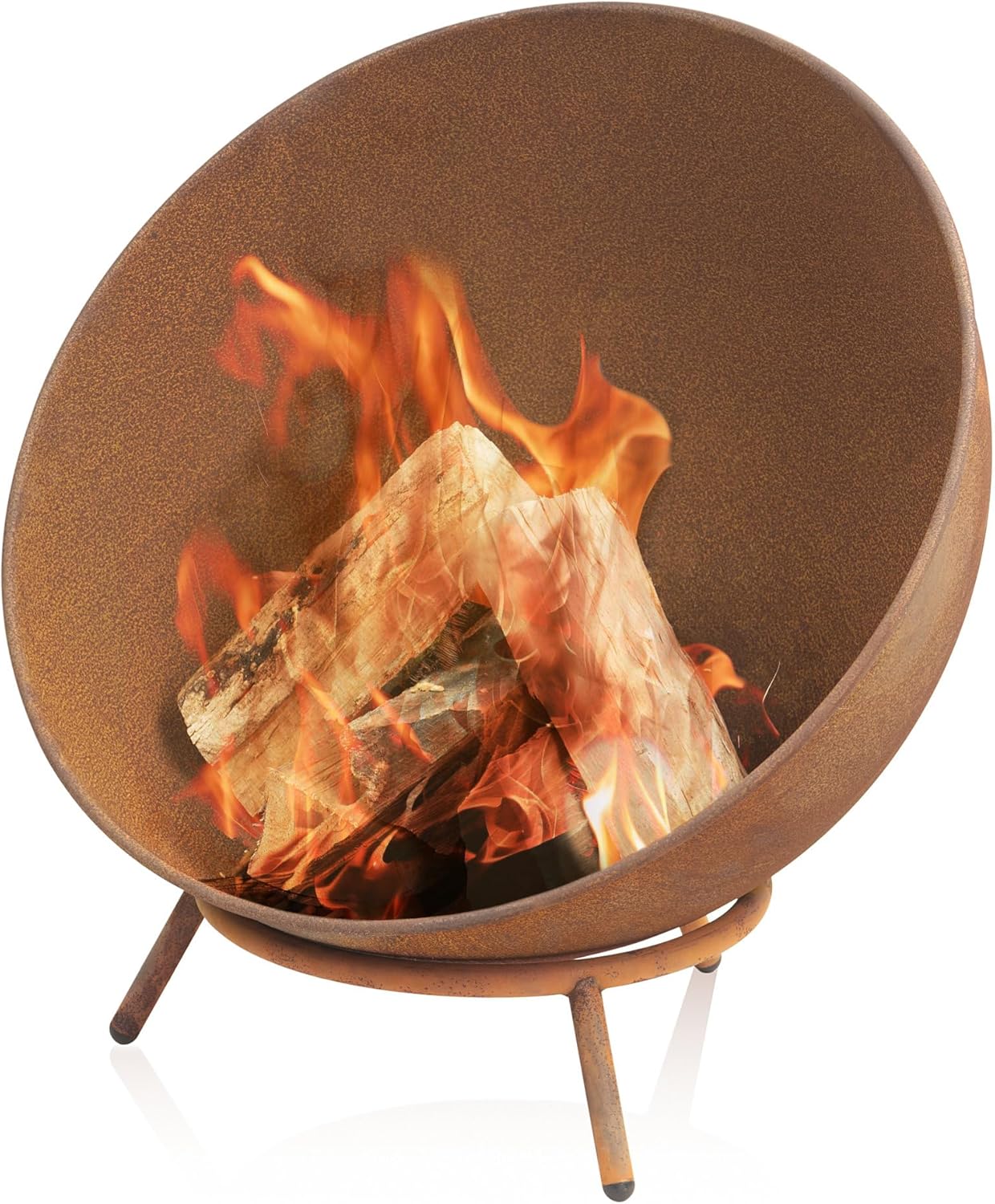 Feuerschale mit Dreibein-Gestell (60 cm), Rostoptik