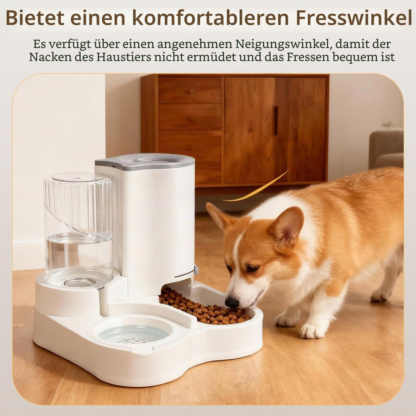 2-in-1 Futter- und Wasserspender für Haustiere, Wei?&Grau
