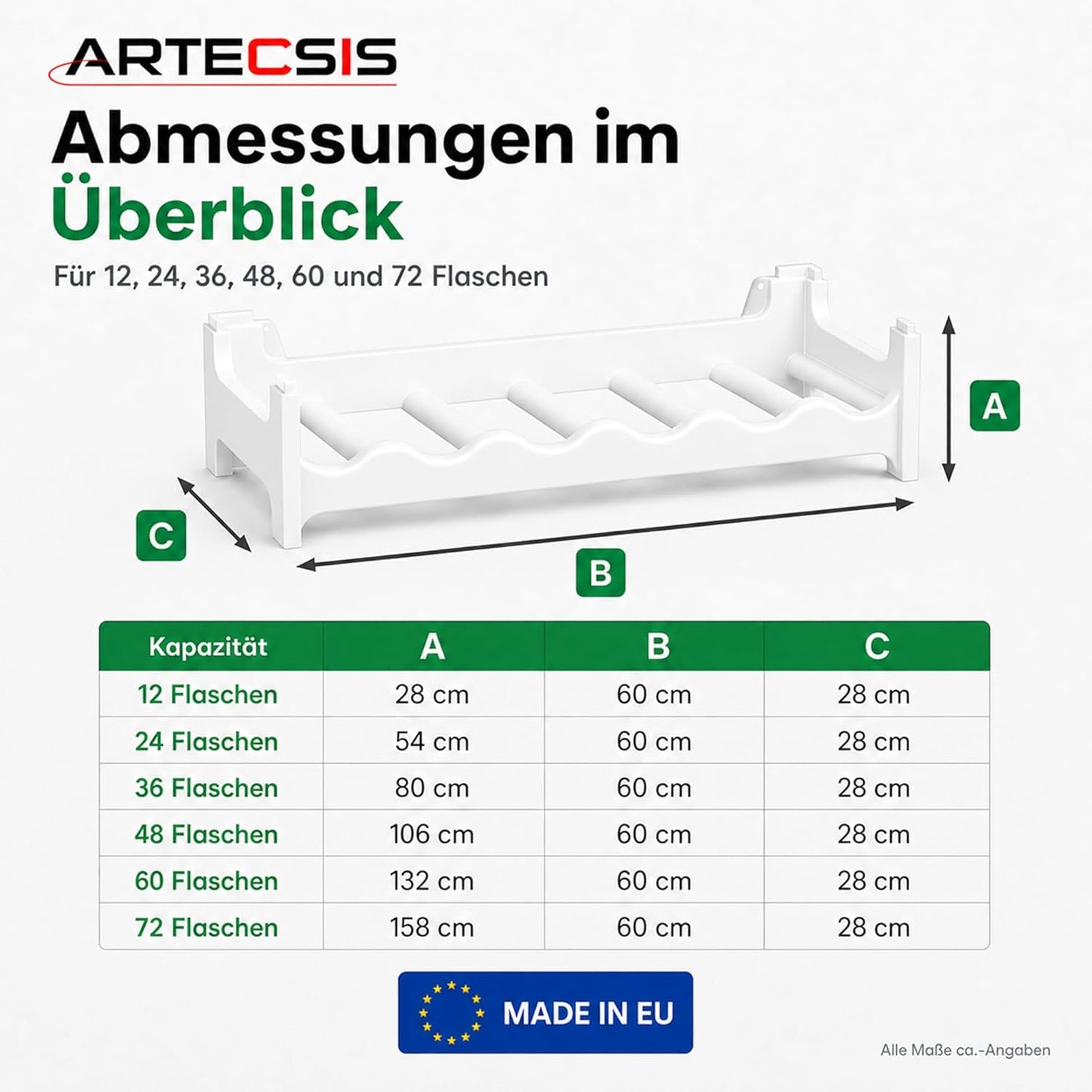 Modulares Weinregal, Weiss 36 Flaschen