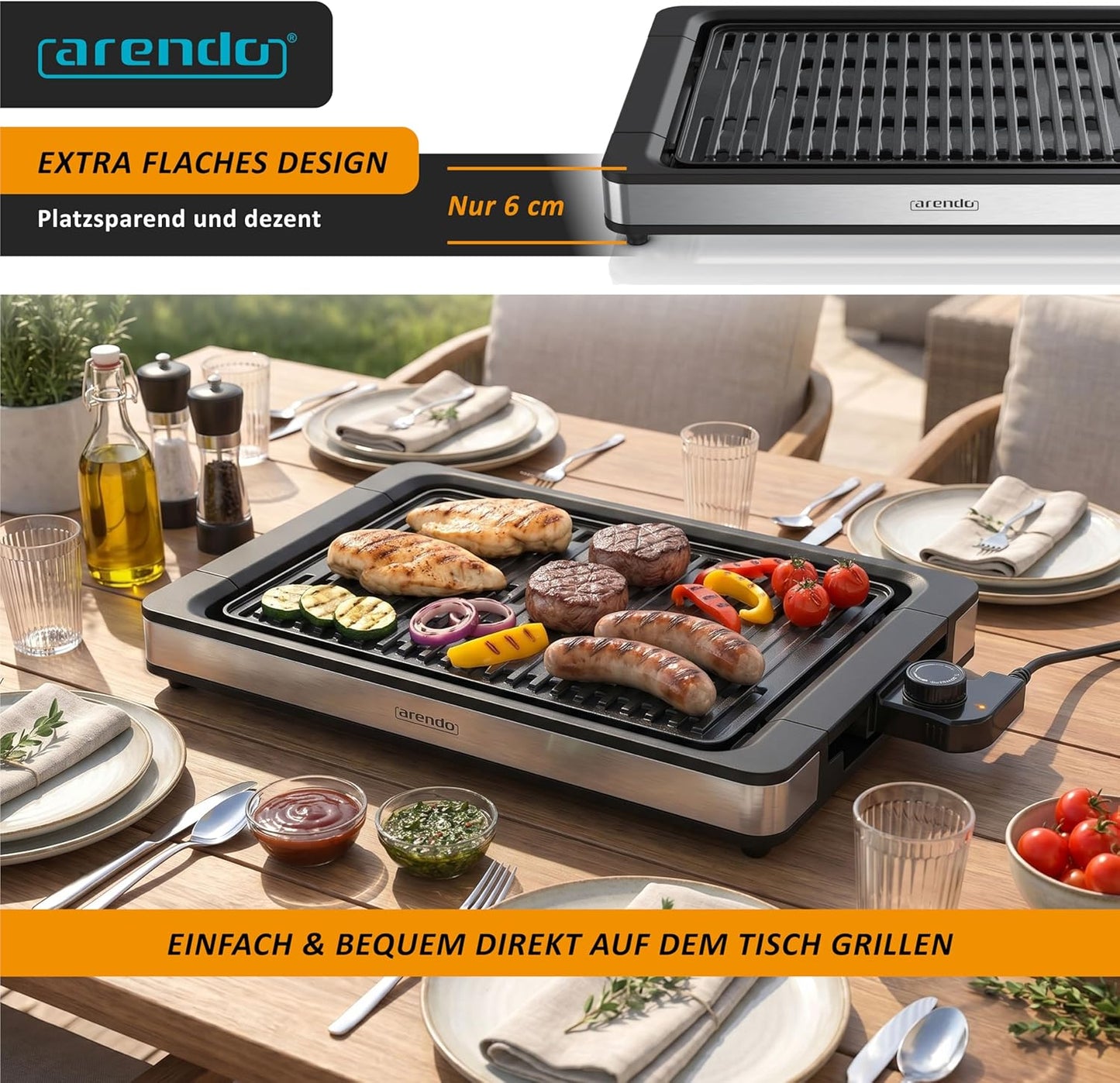 Tischgrill mit Antihaftbeschichtung, A: 1x Grillzone