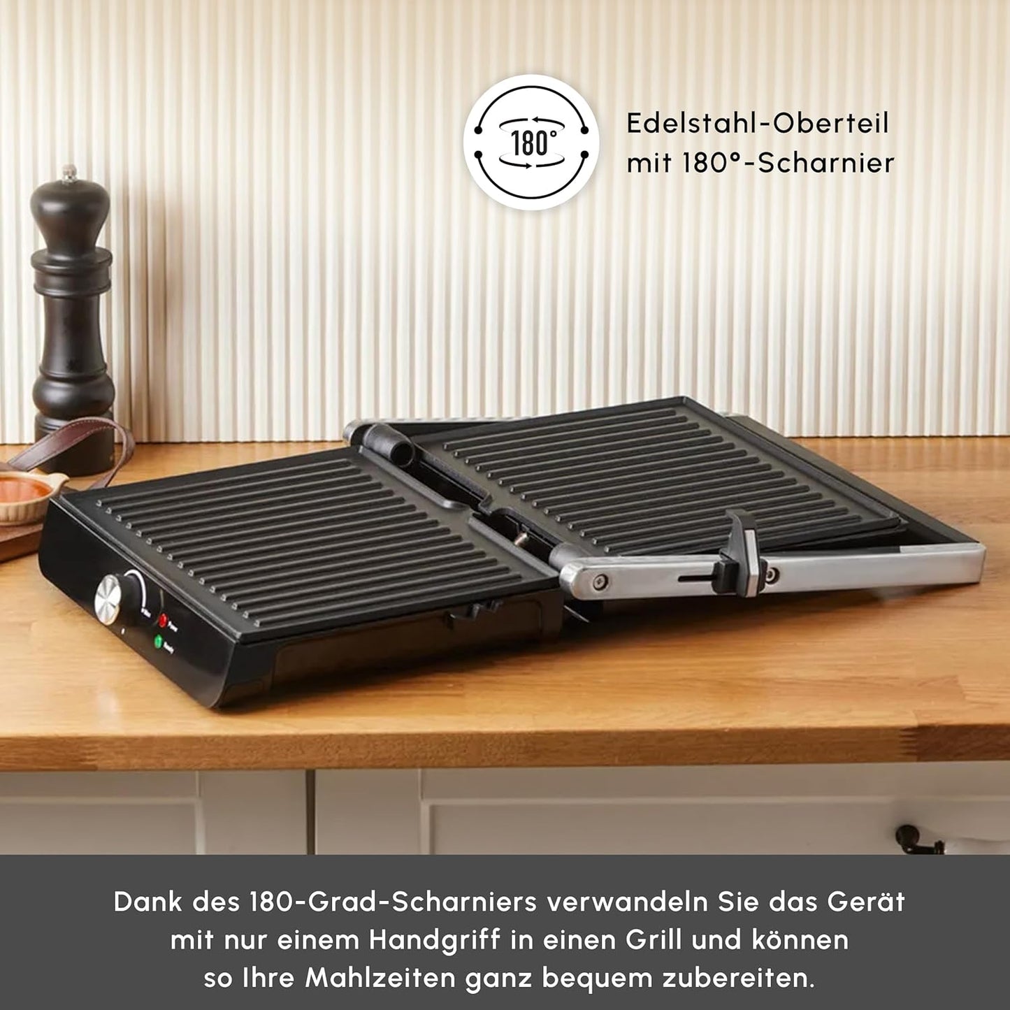 2-in-1 Panini Maker & Kontaktgrill, Vielseitiger 2-in-1 Panini Maker Inox