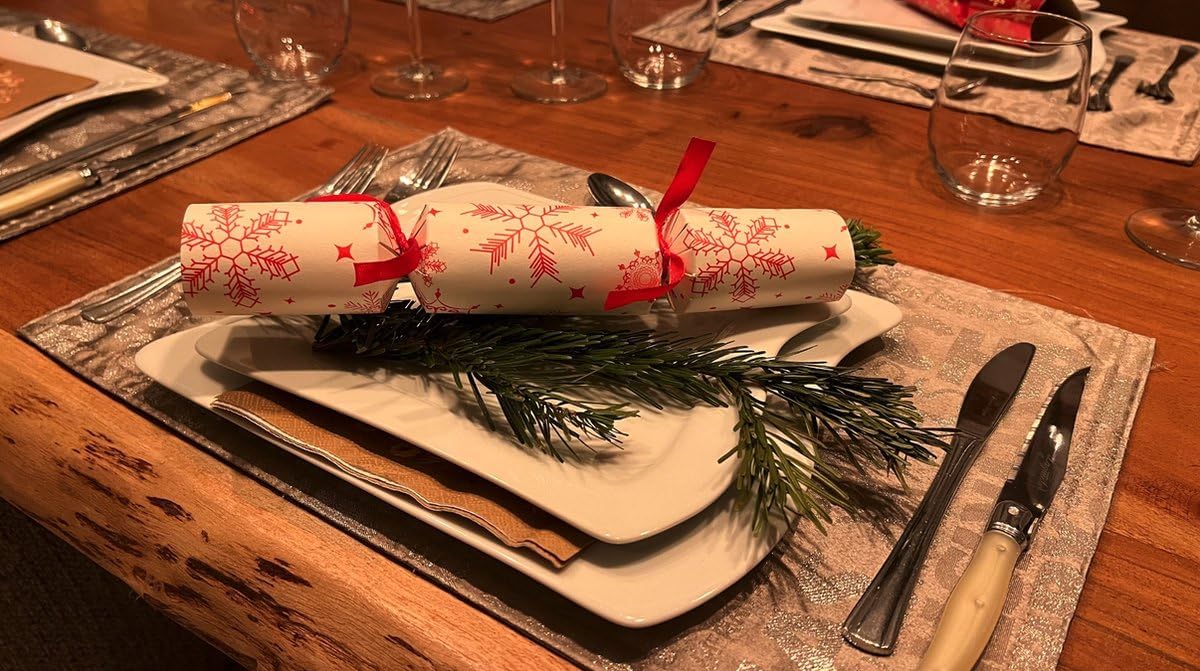 6er-Set Weihnachtsknallbonbons für Tischdekoration, Weiss