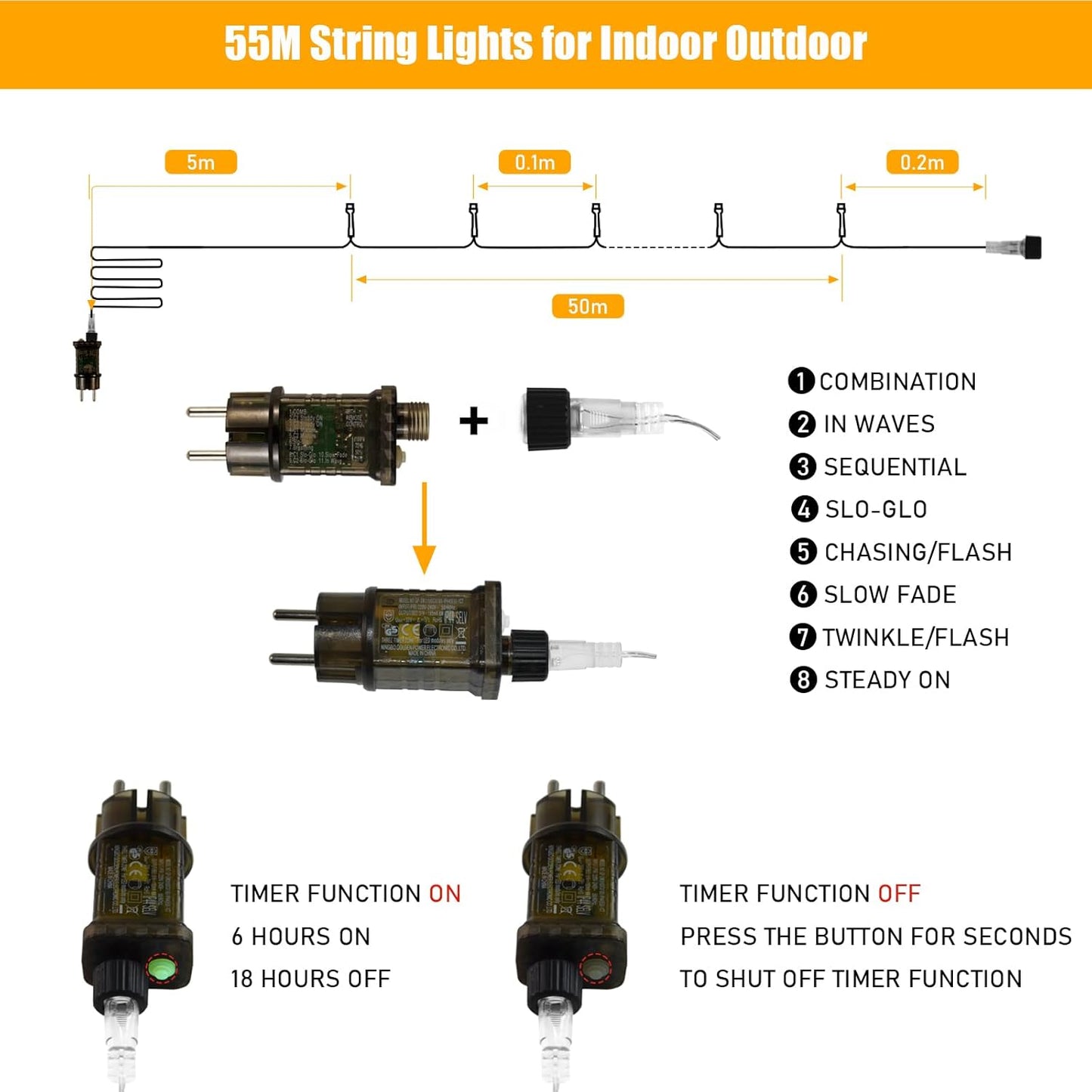 LED-Lichterkette, 55M