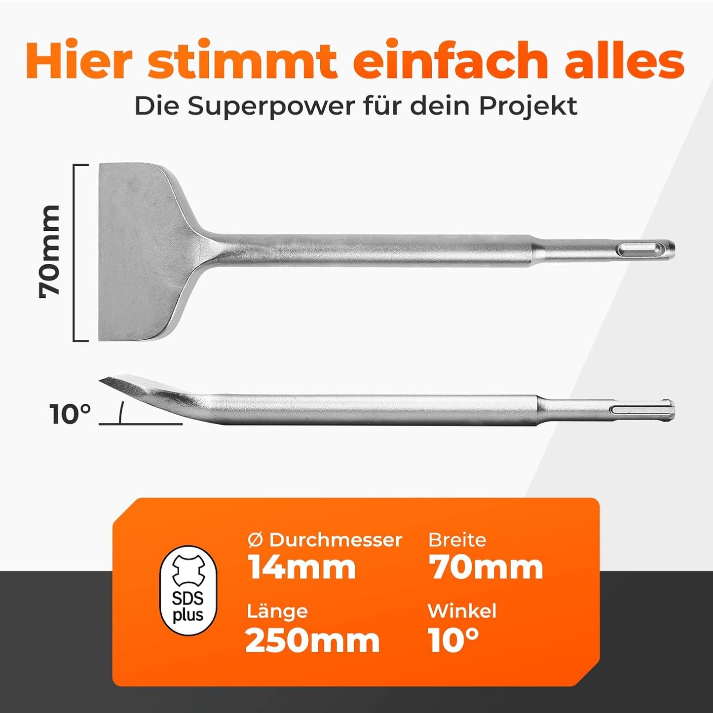 Fliesenmeissel SDS Plus, abgewinkelt, 250mm, SDS Plus Meissel, Fliesenmeissel