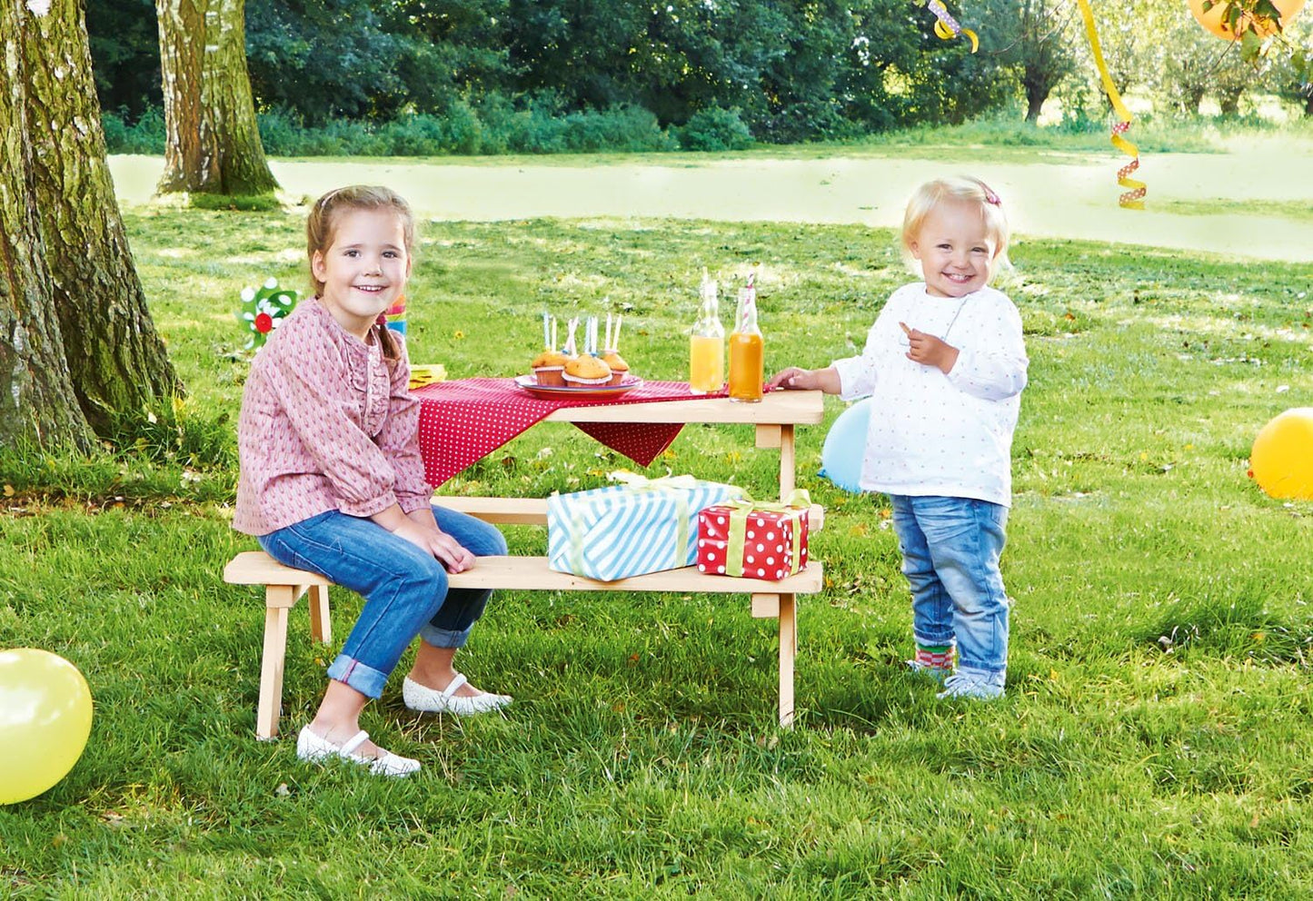 Kindersitzgruppe Nicki aus Massivholz, Natur 90 x 79 x 50 Single