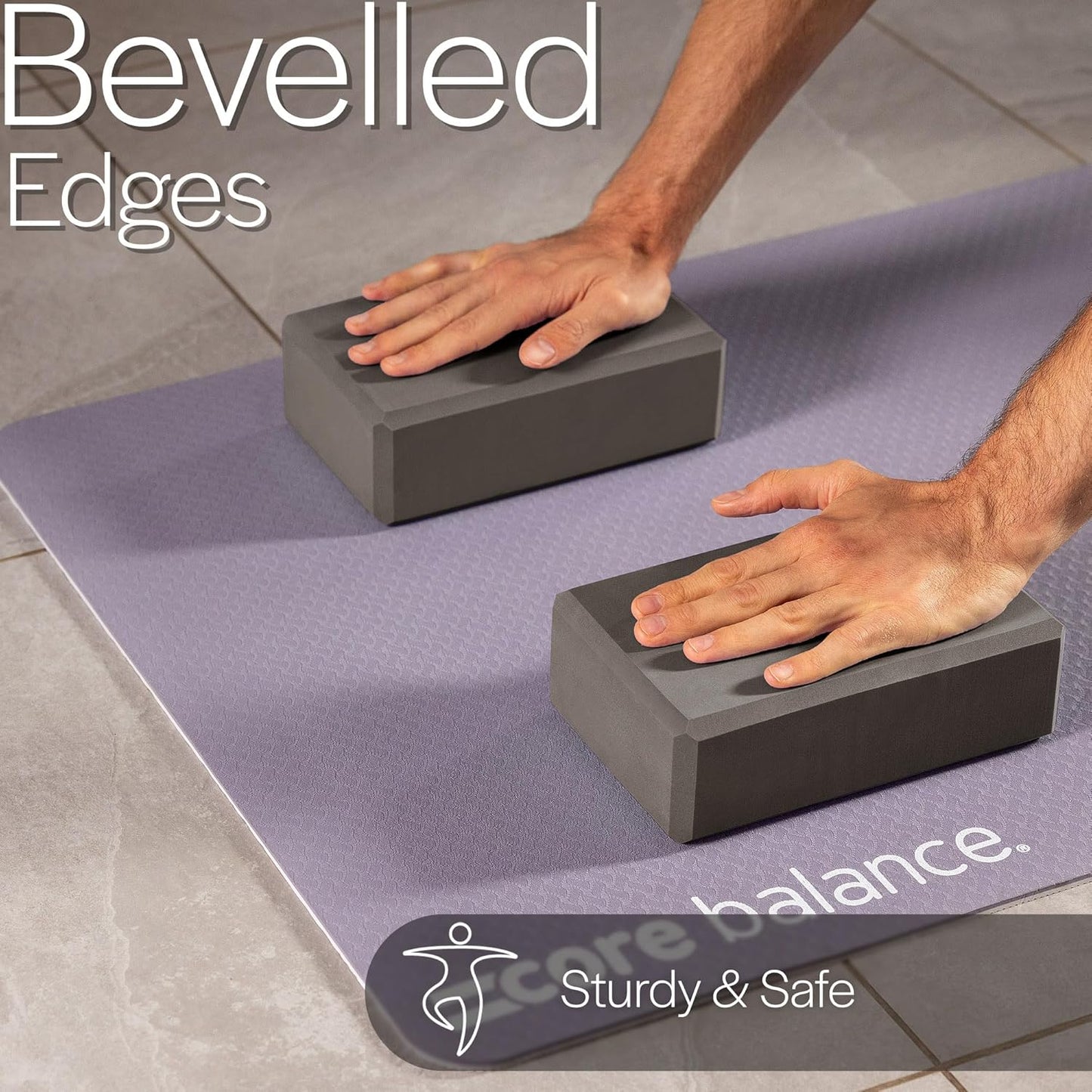 Yoga Block-Set mit Gurt, Schwarz