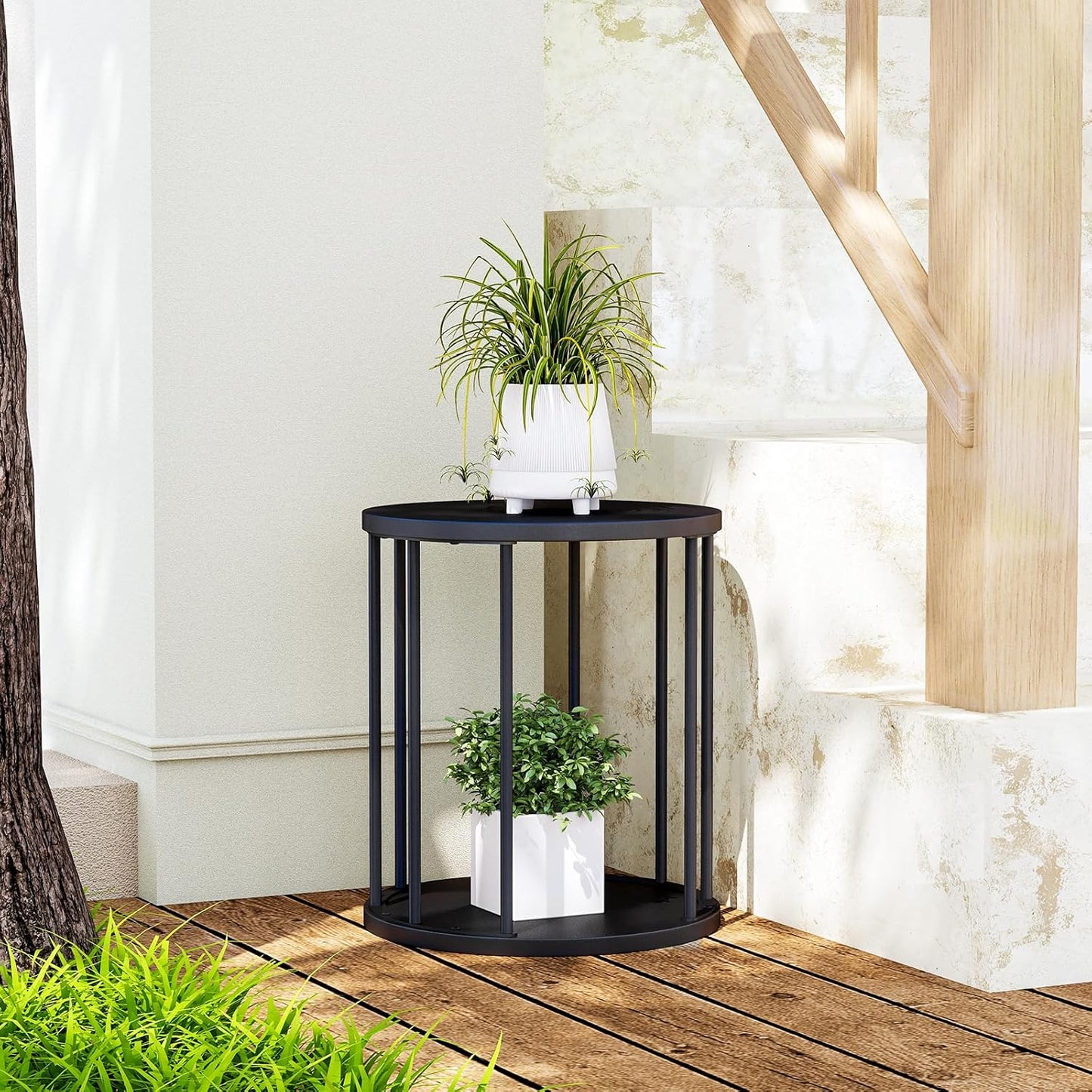 Runder Pflanzenständer, Schwarz H35cm