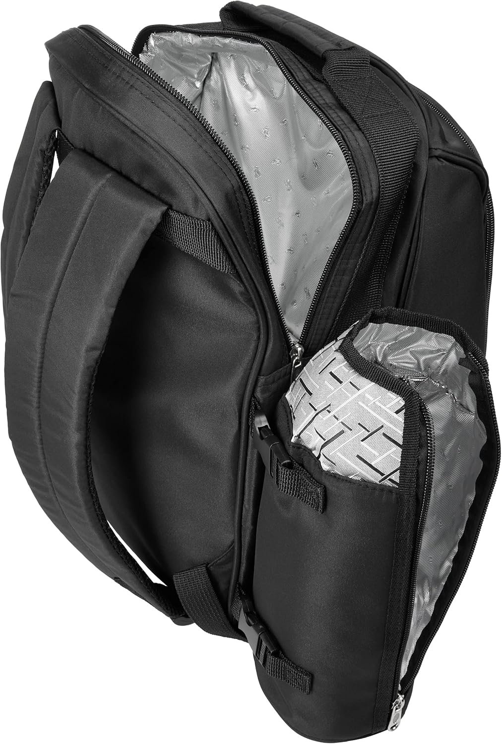 Picknickrucksack für 4 Personen inkl. Kühlfach + Iso-Flaschenhalter, Schwarz Silber - 4 Personen