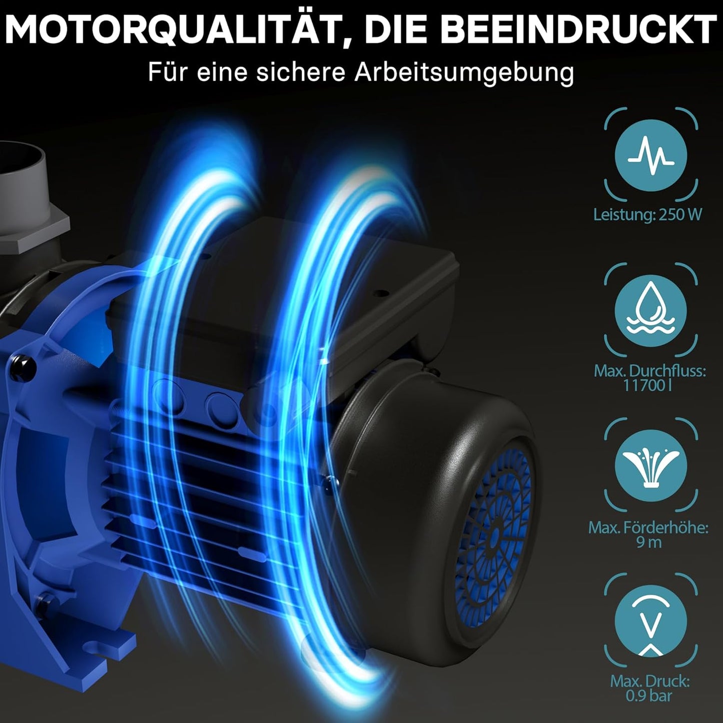 Schwimmbadpumpe, 11700l/h 250 W