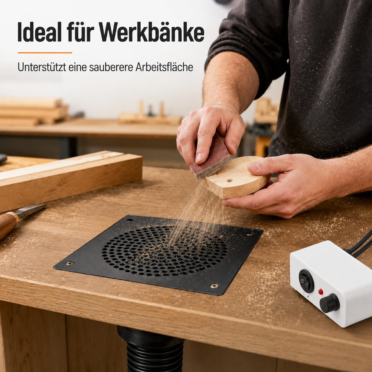 Nagelstaubsammler Tisch-Einbau mit Staubbeuteln, schwarz