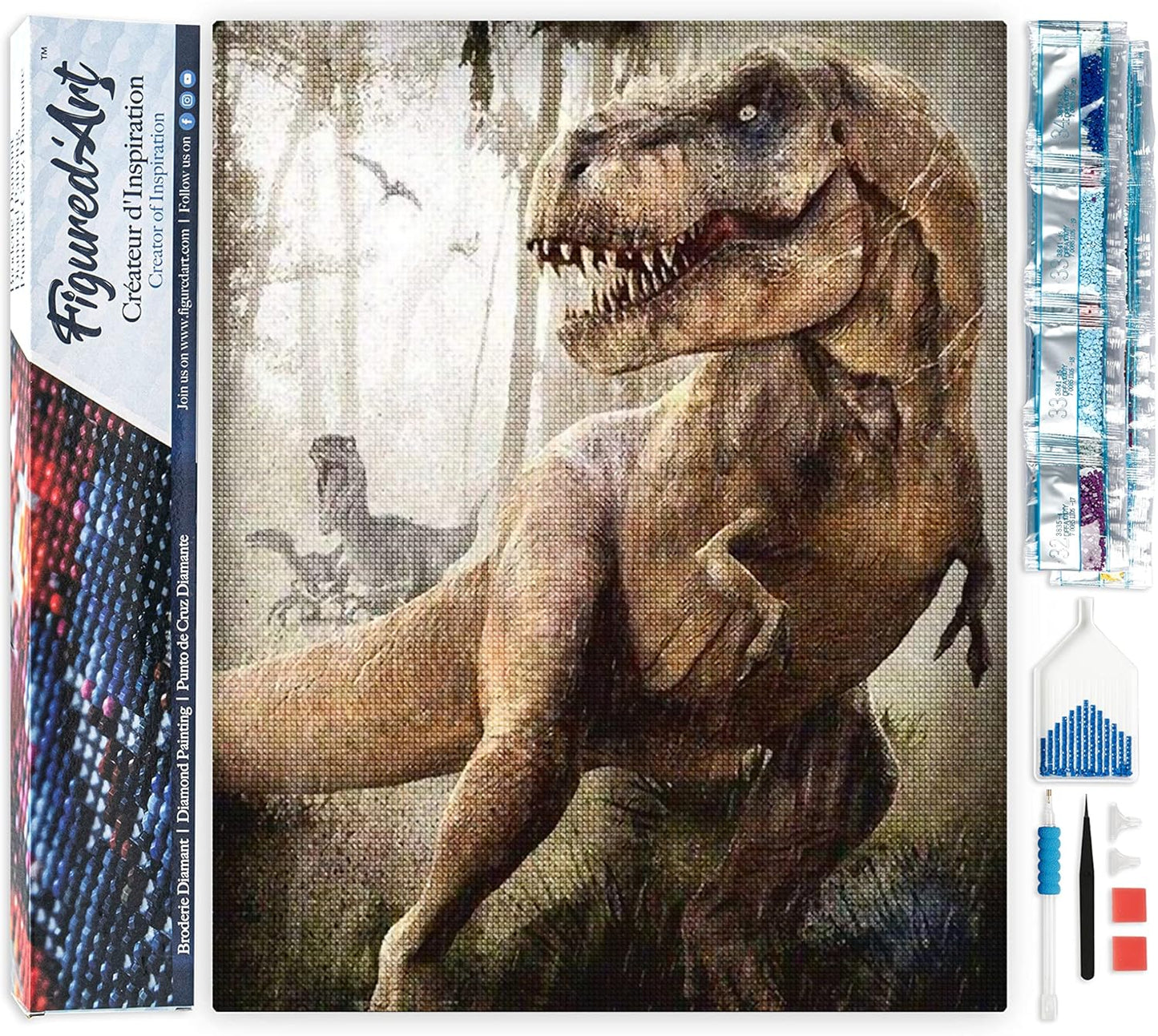 Diamond Painting, 40 x 50 cm, Dinosaurier Jurassic Park 40x50cm (Ohne Rahmen)