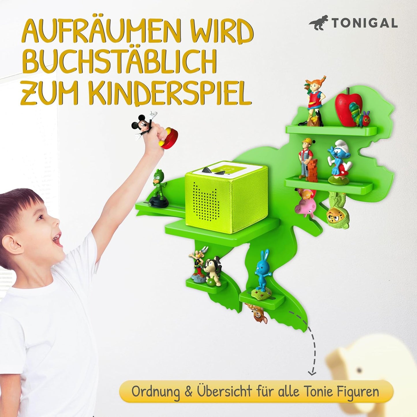 Tonie Regal für 35 Figuren und Toniebox, Dino T-rex