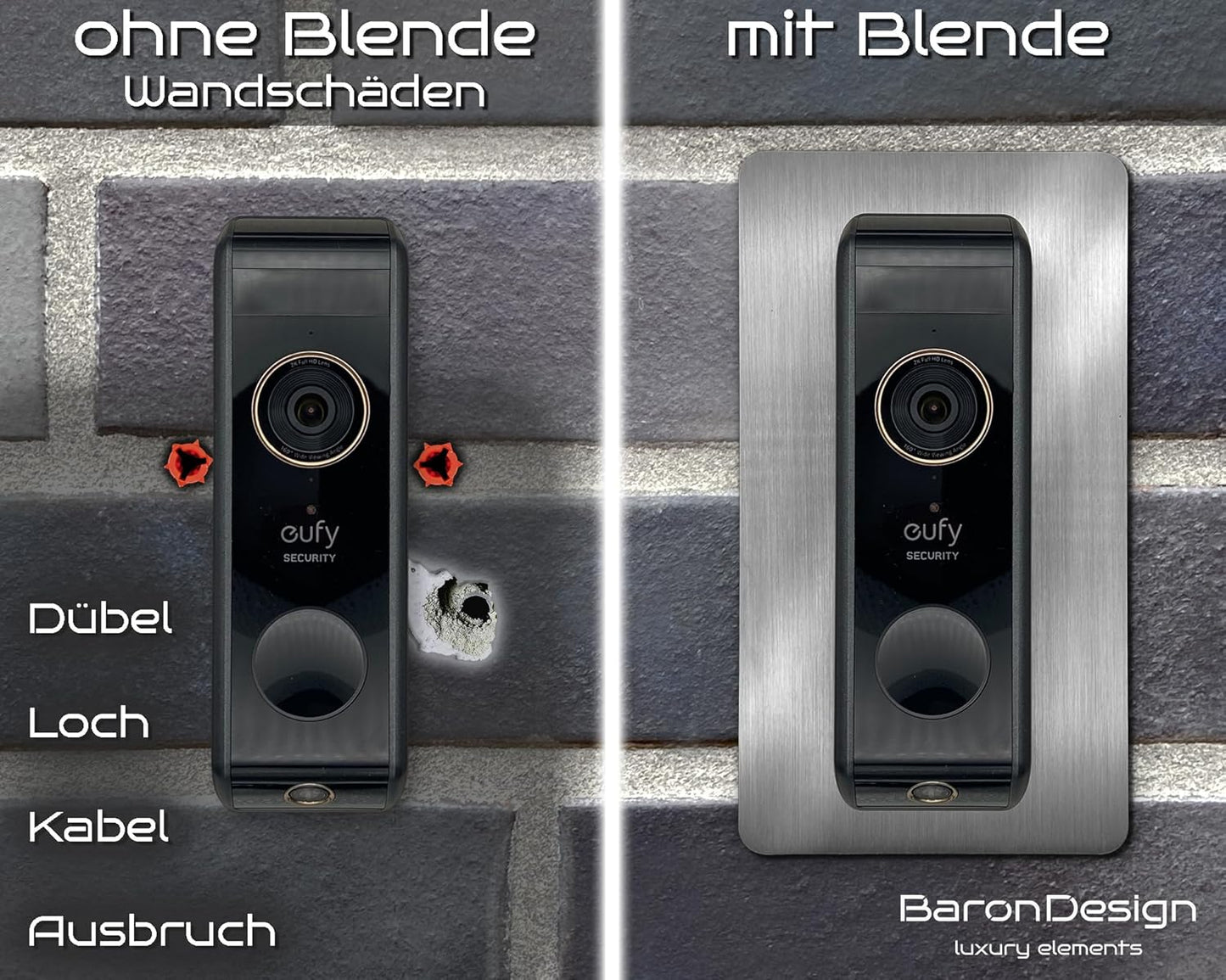 Edelstahl Blende für Eufy Videotürklingel, Gebürstet