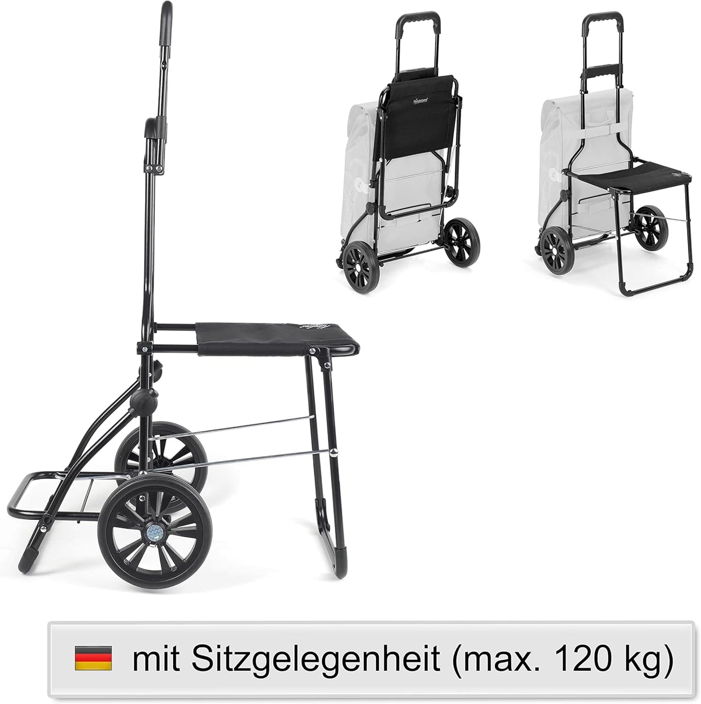 Einkaufstrolley mit Sitz, klappbar, 46L Volumen, Rose
