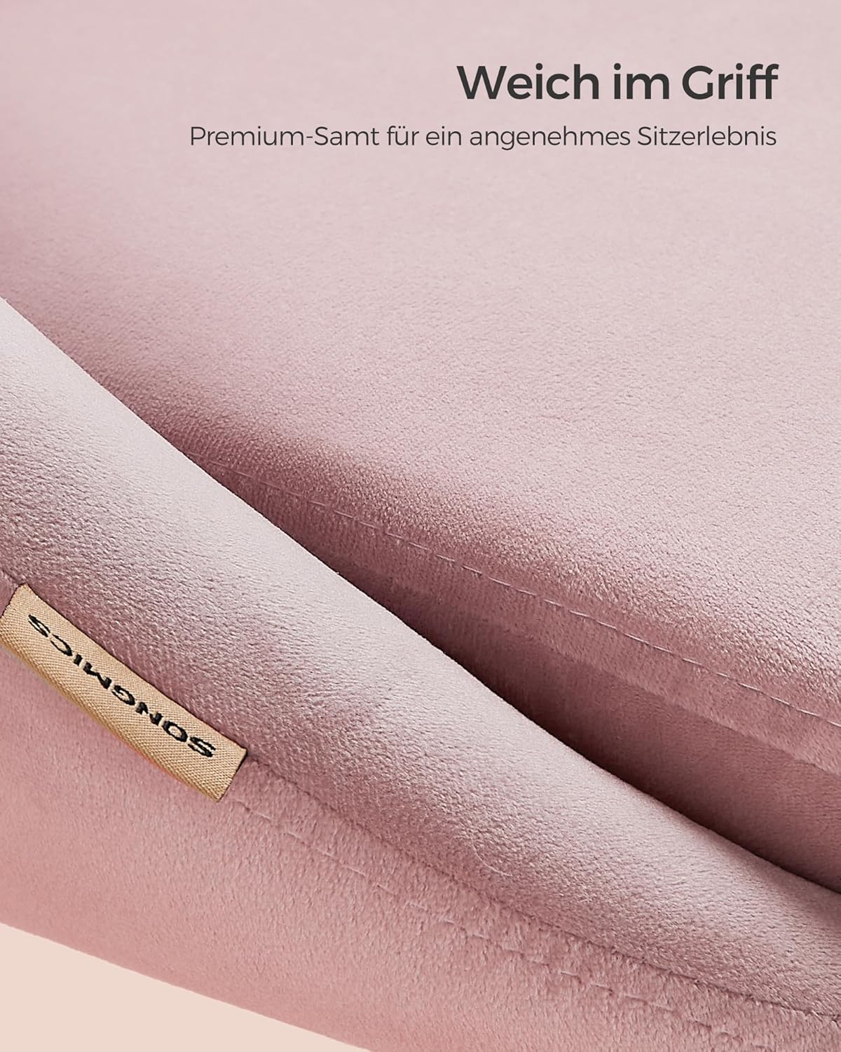 SONGMICS Homeoffice Stuhl, Pastellrosa Samt