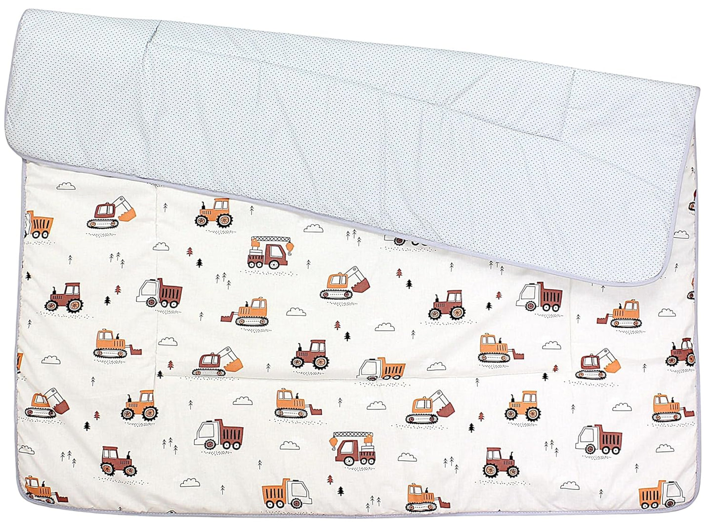 Gepolsterte Krabbeldecke für Babys (120x120 cm), Bagger Beige
