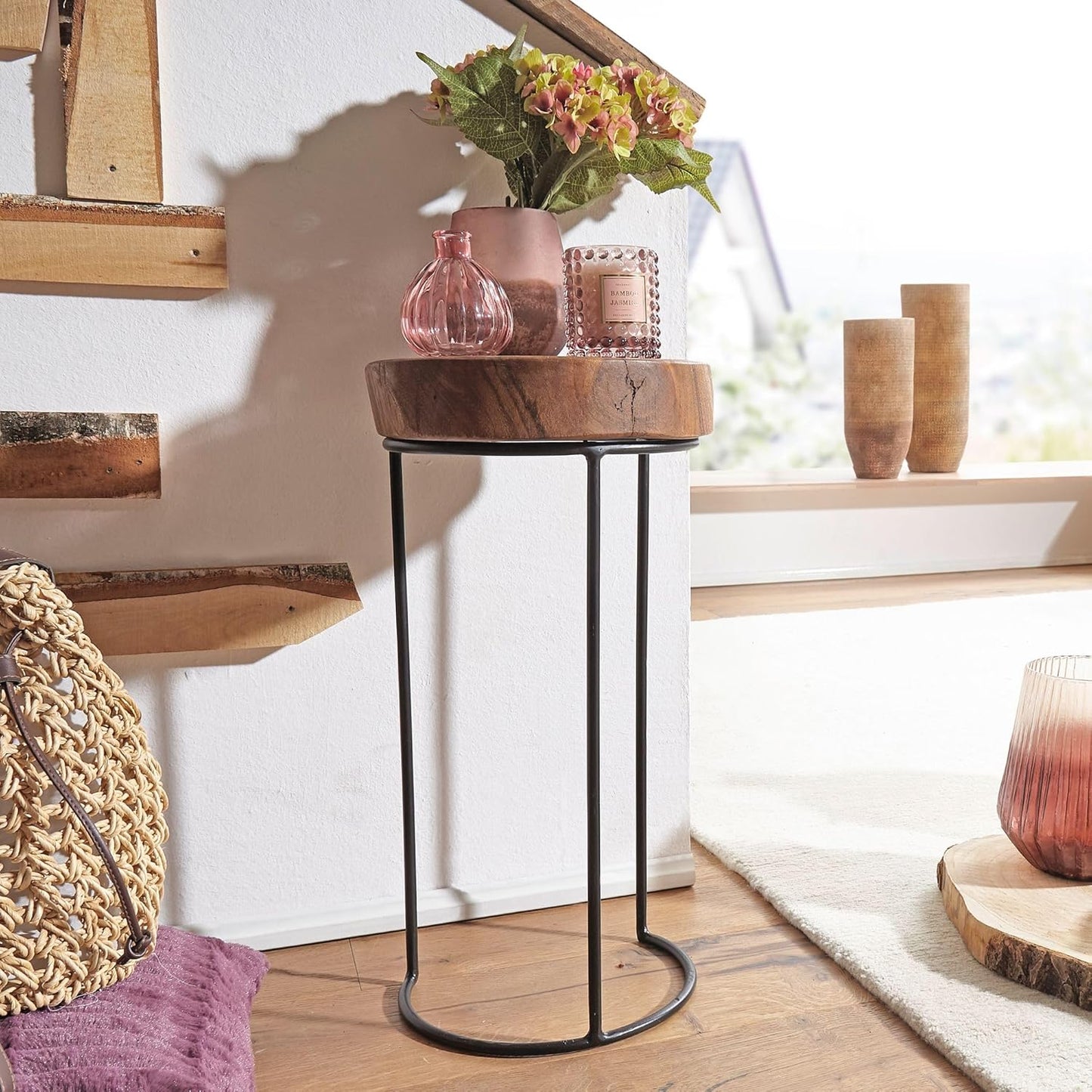 Beistelltisch Landhausstil, Sheesham 55 Cm