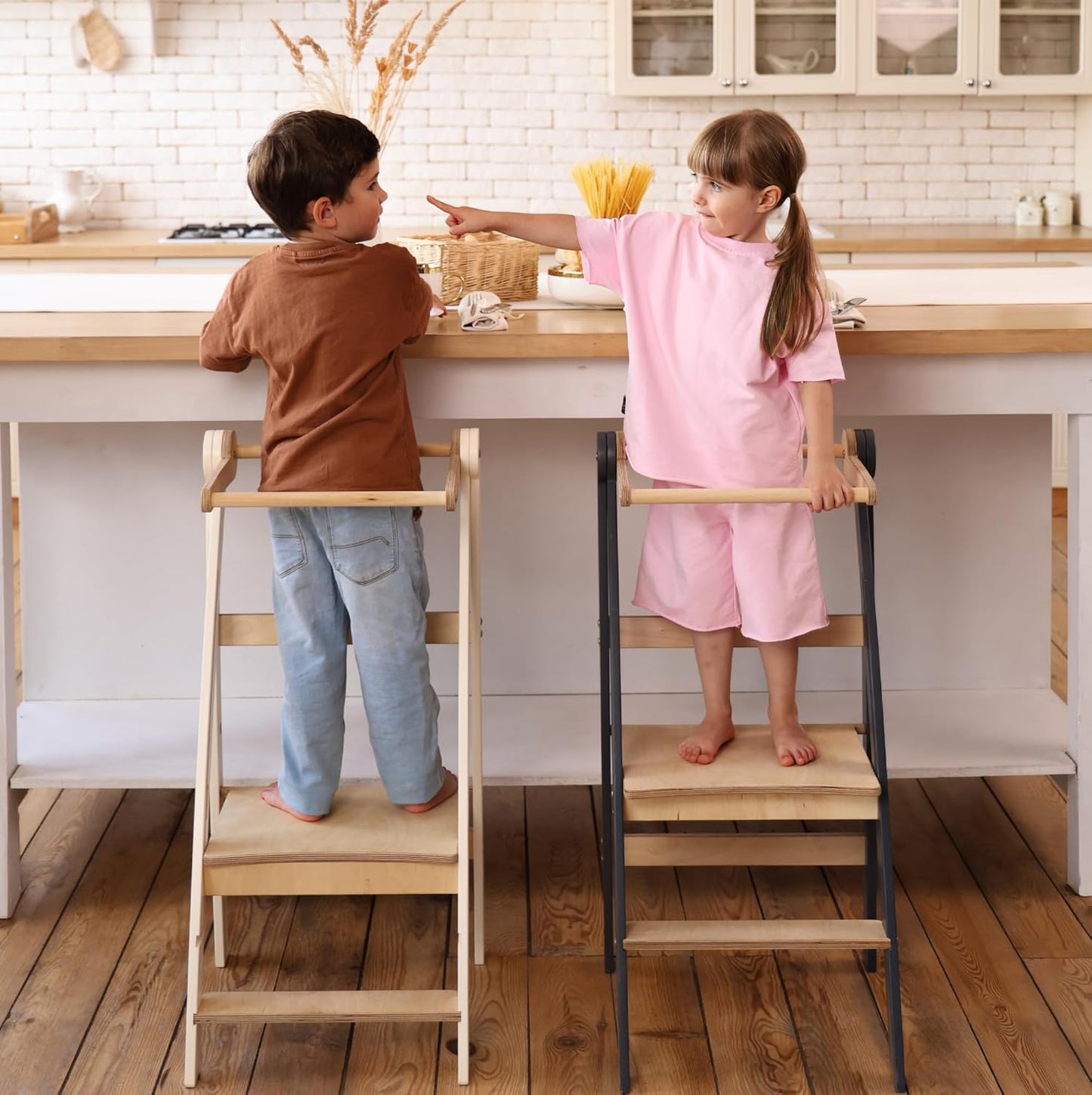 Klappbare Lernleiter für Kinder, Grau Slim