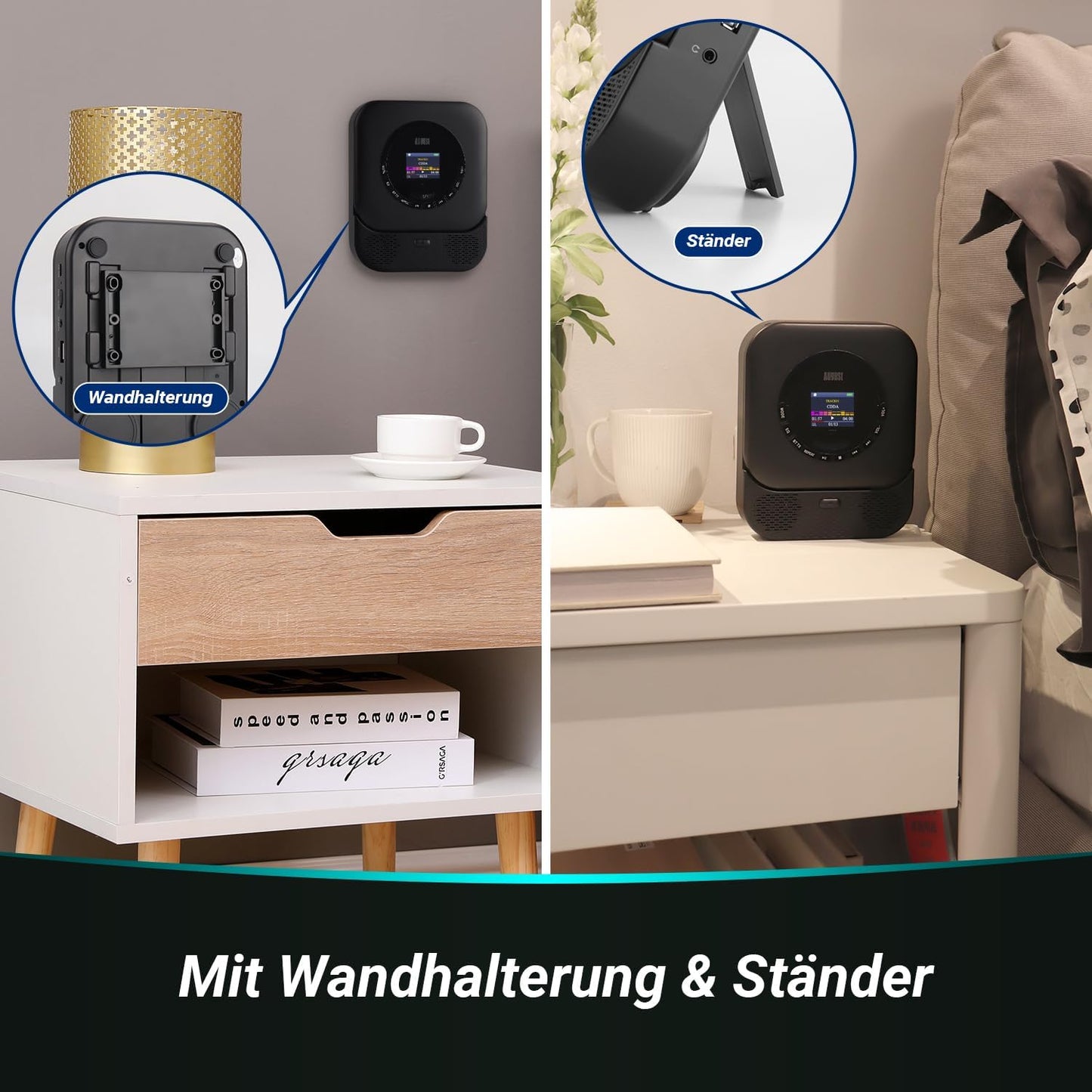 Tragbarer Bluetooth CD-Player mit Lautsprecher