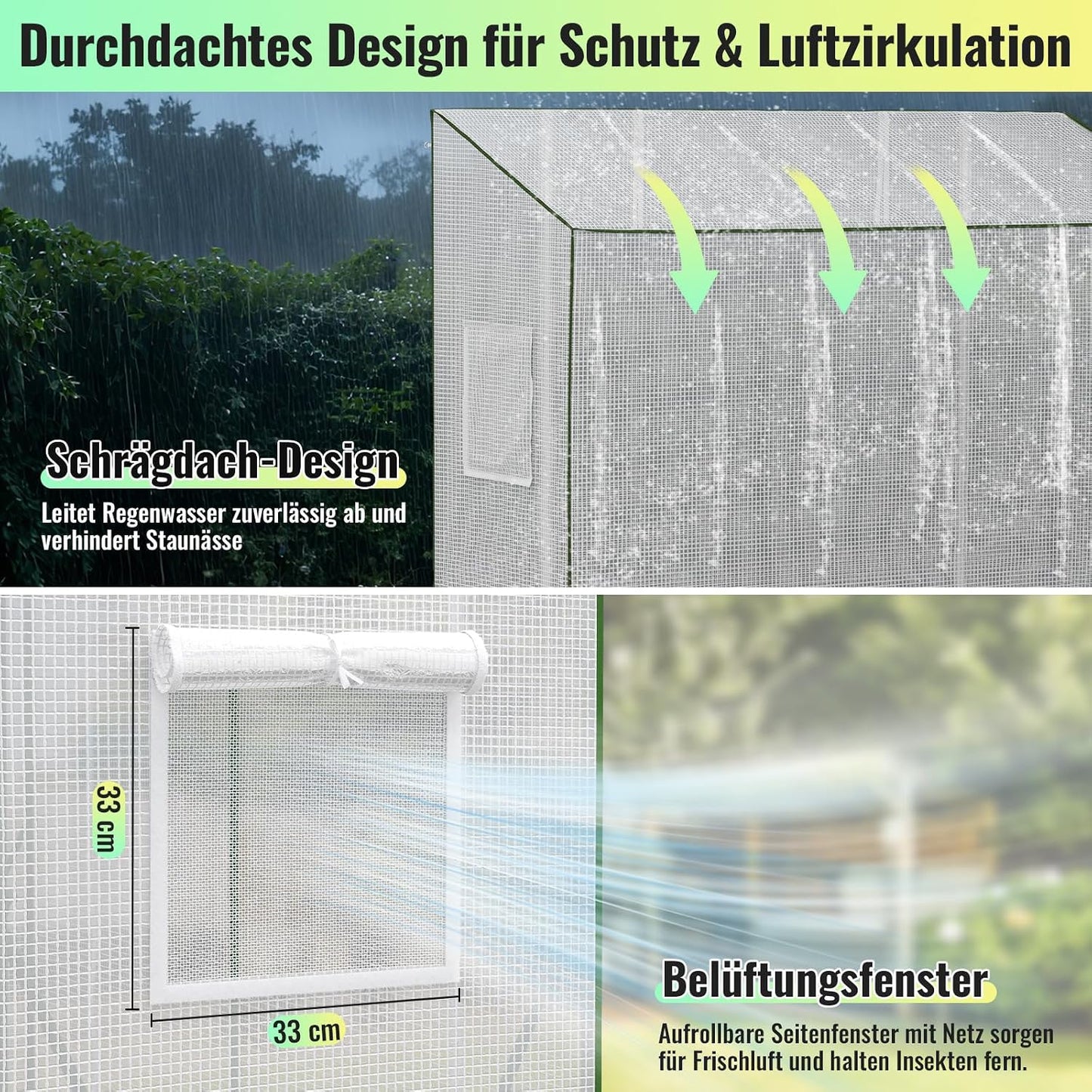 Begehbares Tomatengewächshaus mit Schrägdach